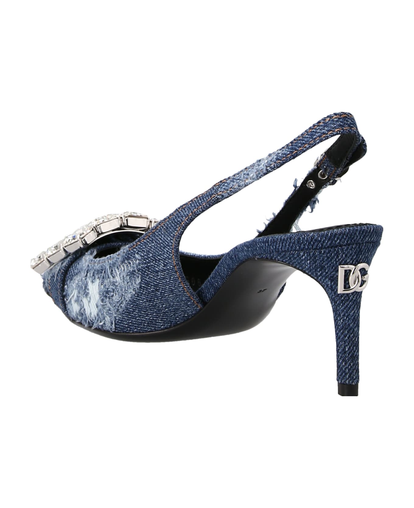 Dolce & Gabbana Patchwork Denim Slingbacks - Blue ハイヒール