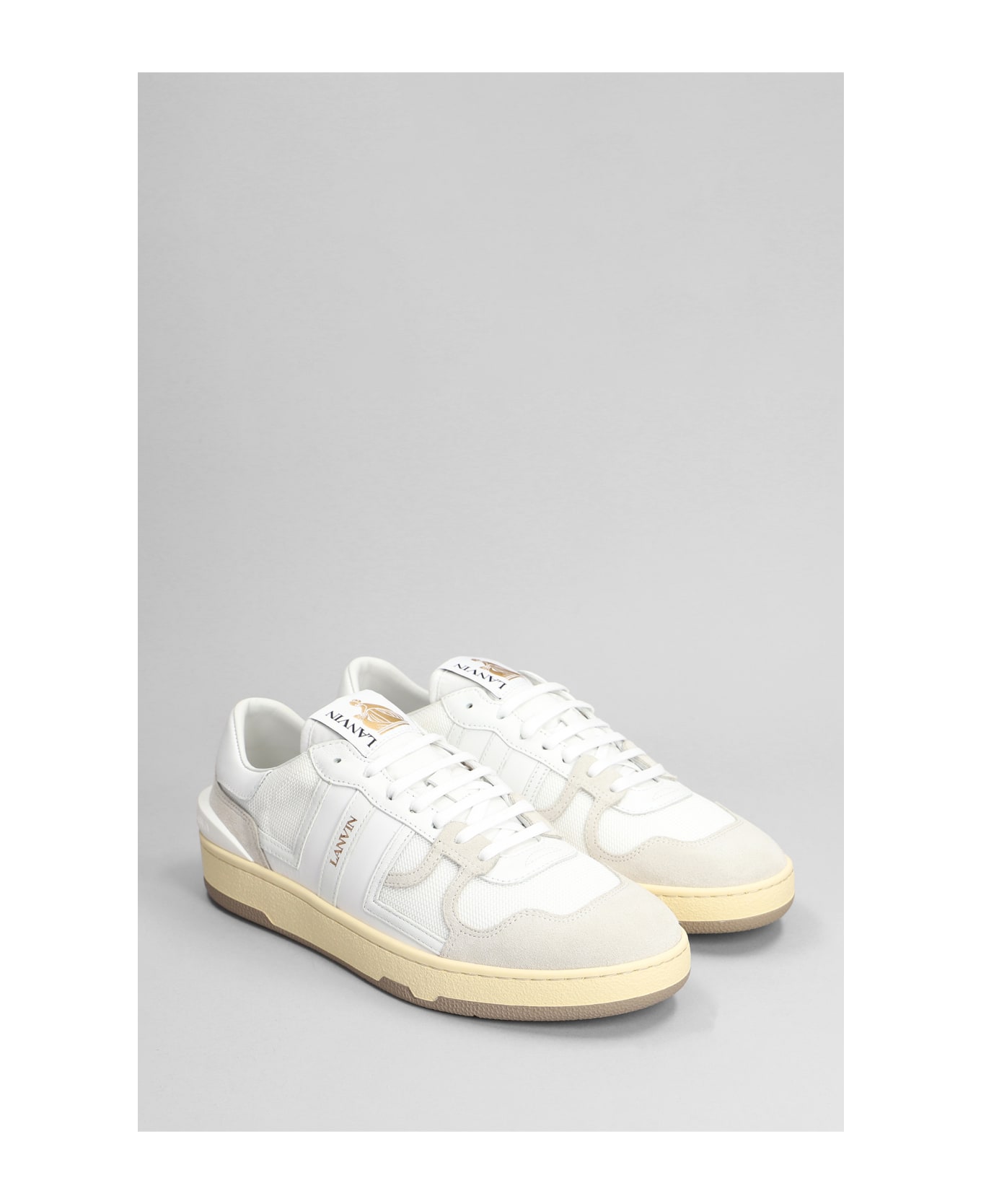 Lanvin Clay Low Top Sneakers In White Polyester - white