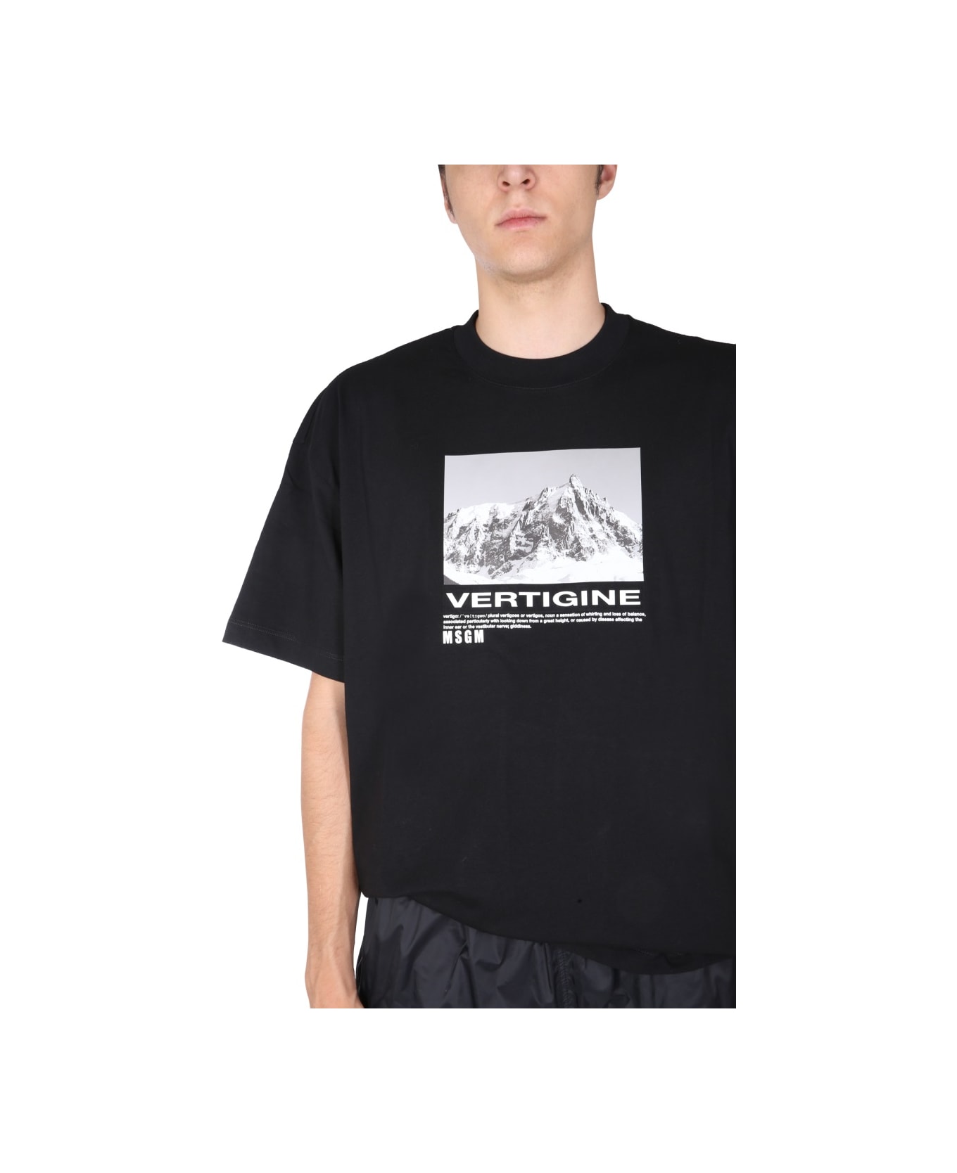 MSGM T-shirt With Vertigo Print - BLACK