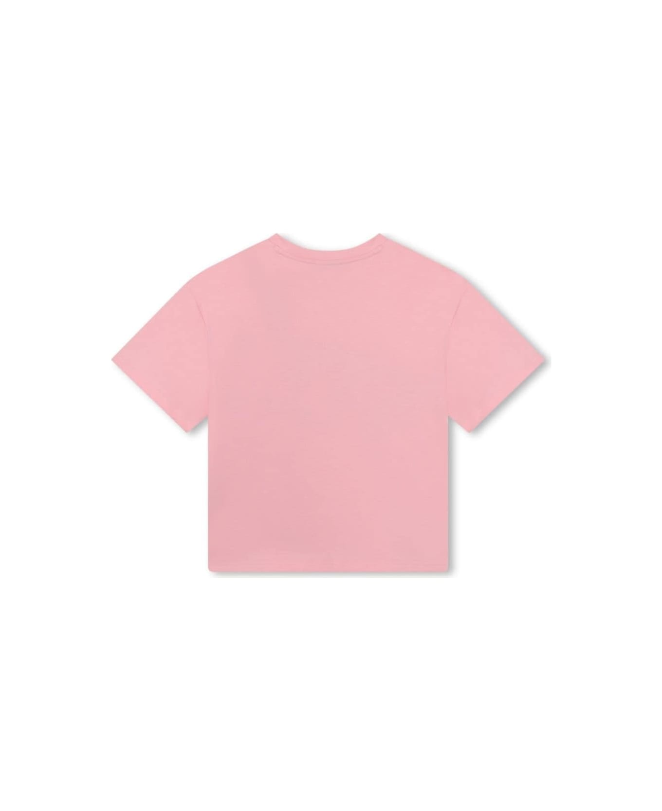 Marc Jacobs Pink T-shirt With Bag Print At The Front In Cotton Girl - Pink