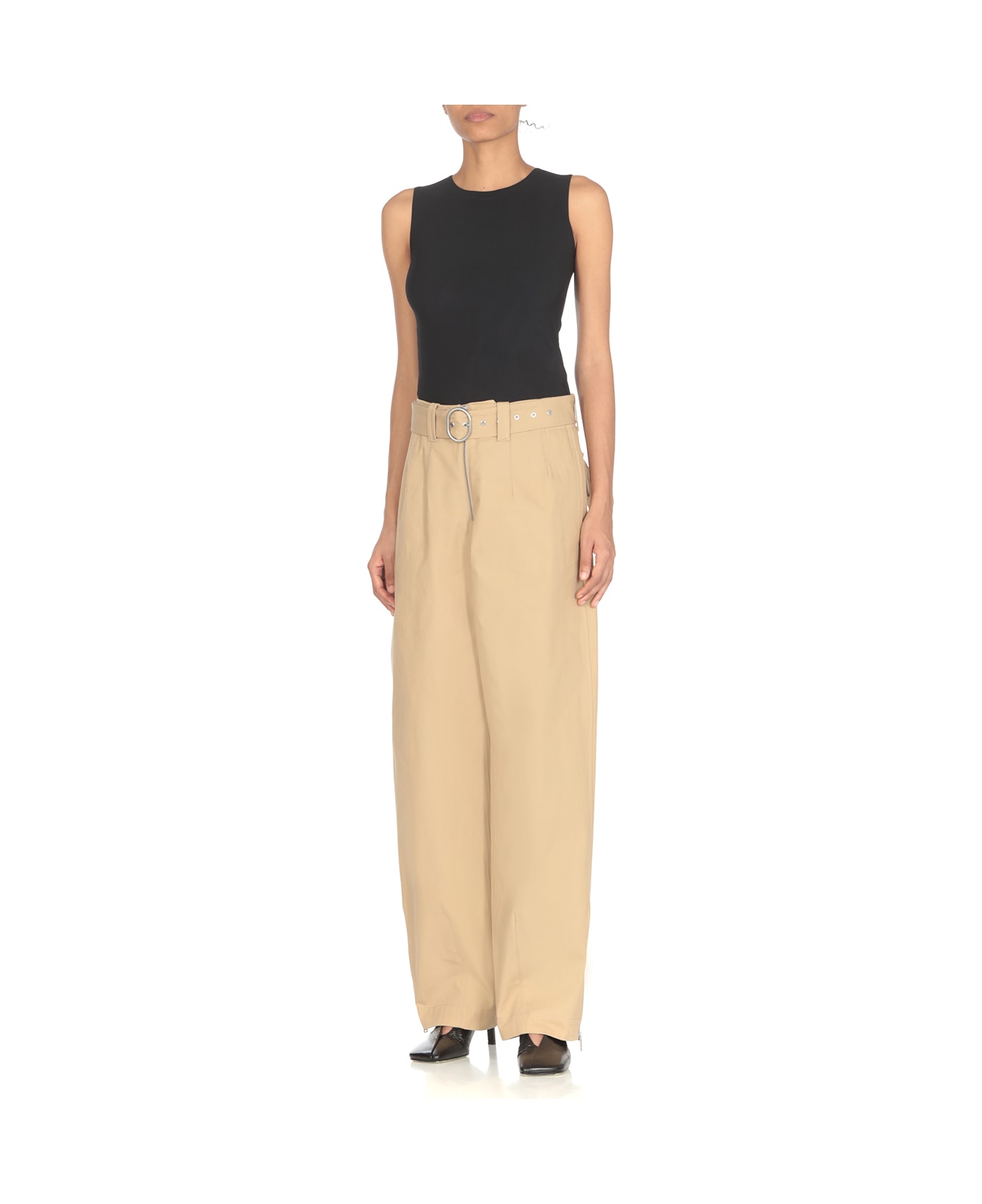 Jil Sander Cotton Tailored Trousers - Beige ボトムス