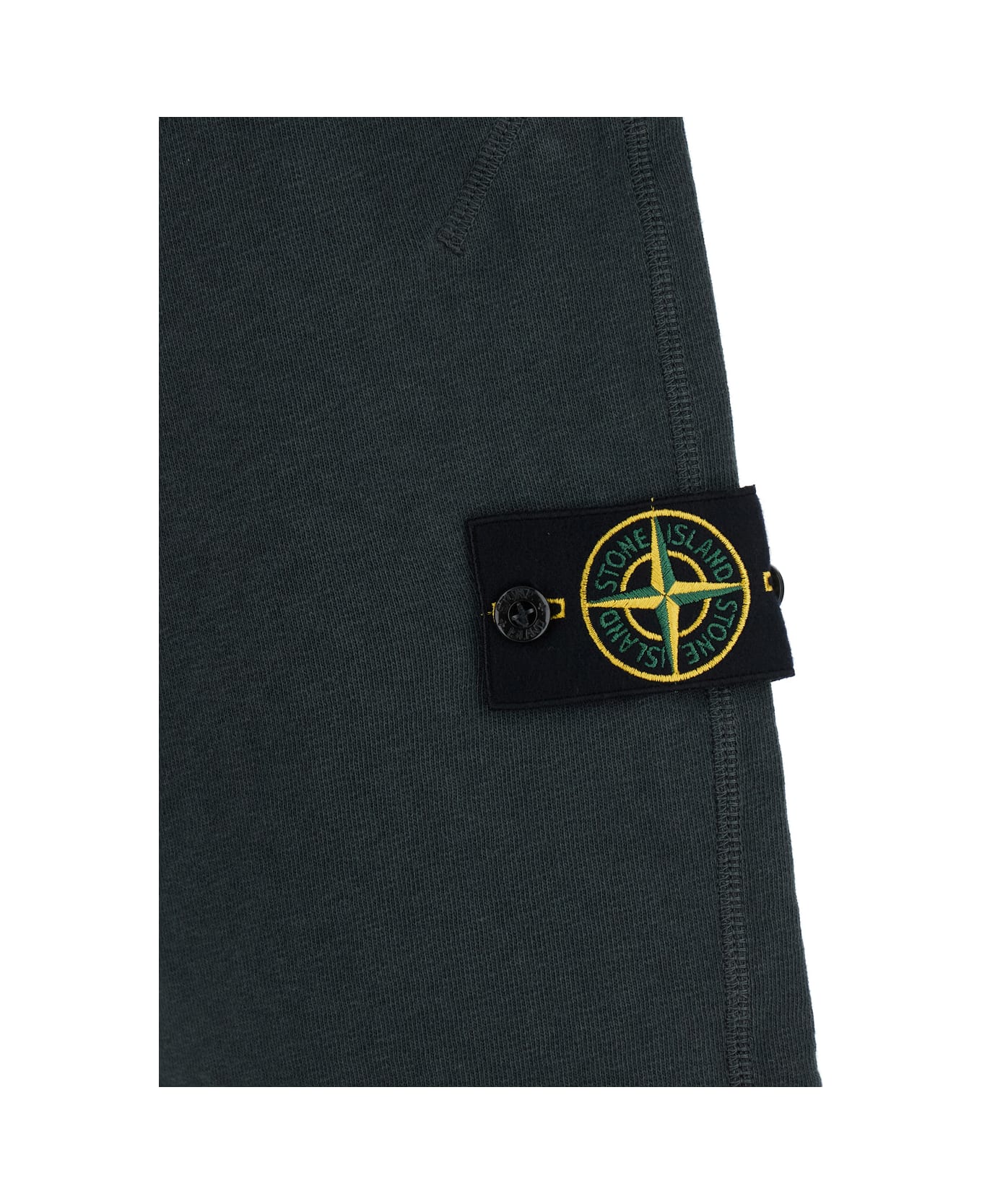 Stone Island Grey Shorts With Elastic Drawstring Waist And Logo Patch On The Front In Cotton Man - Grey