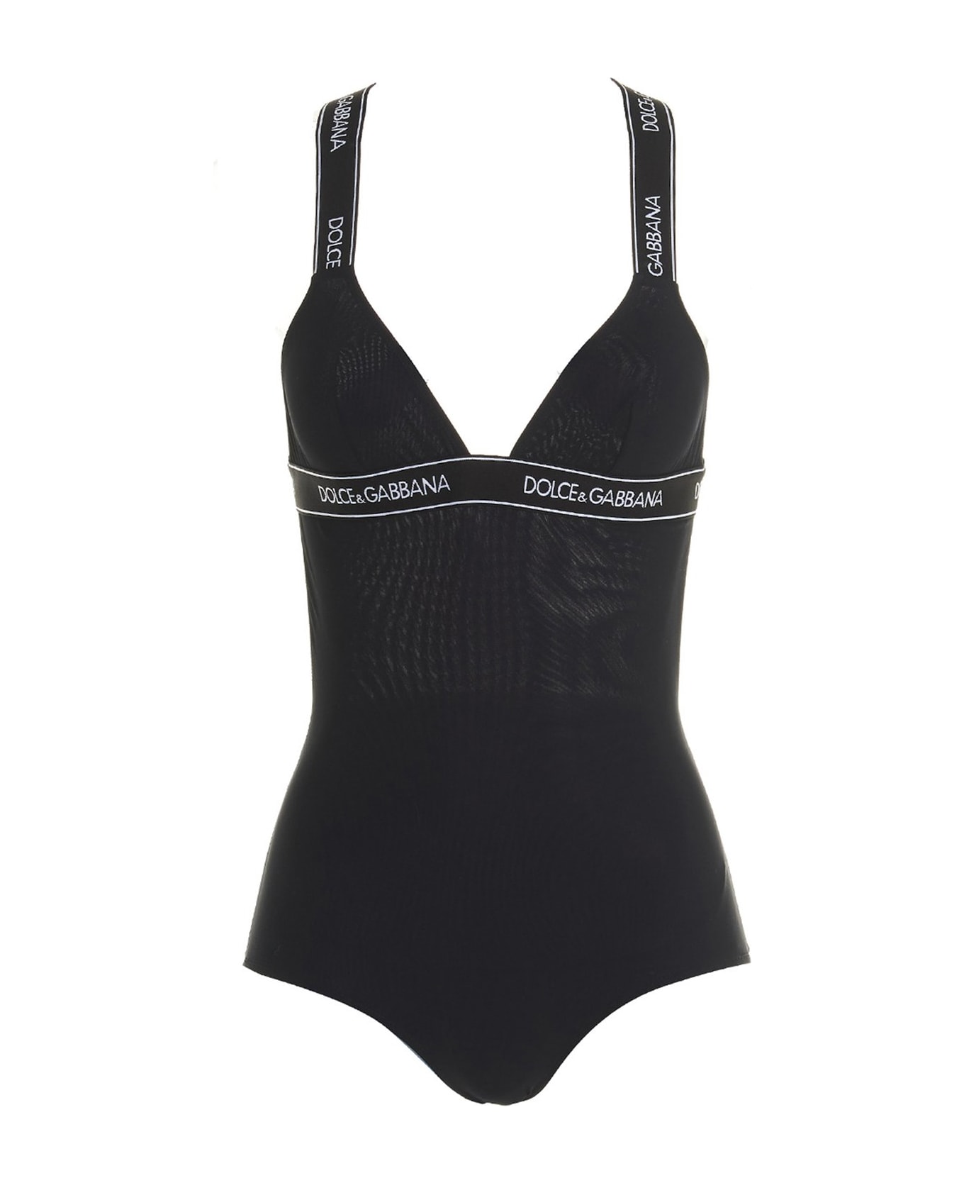 Dolce & Gabbana Logo Tape Swimsuit - Black