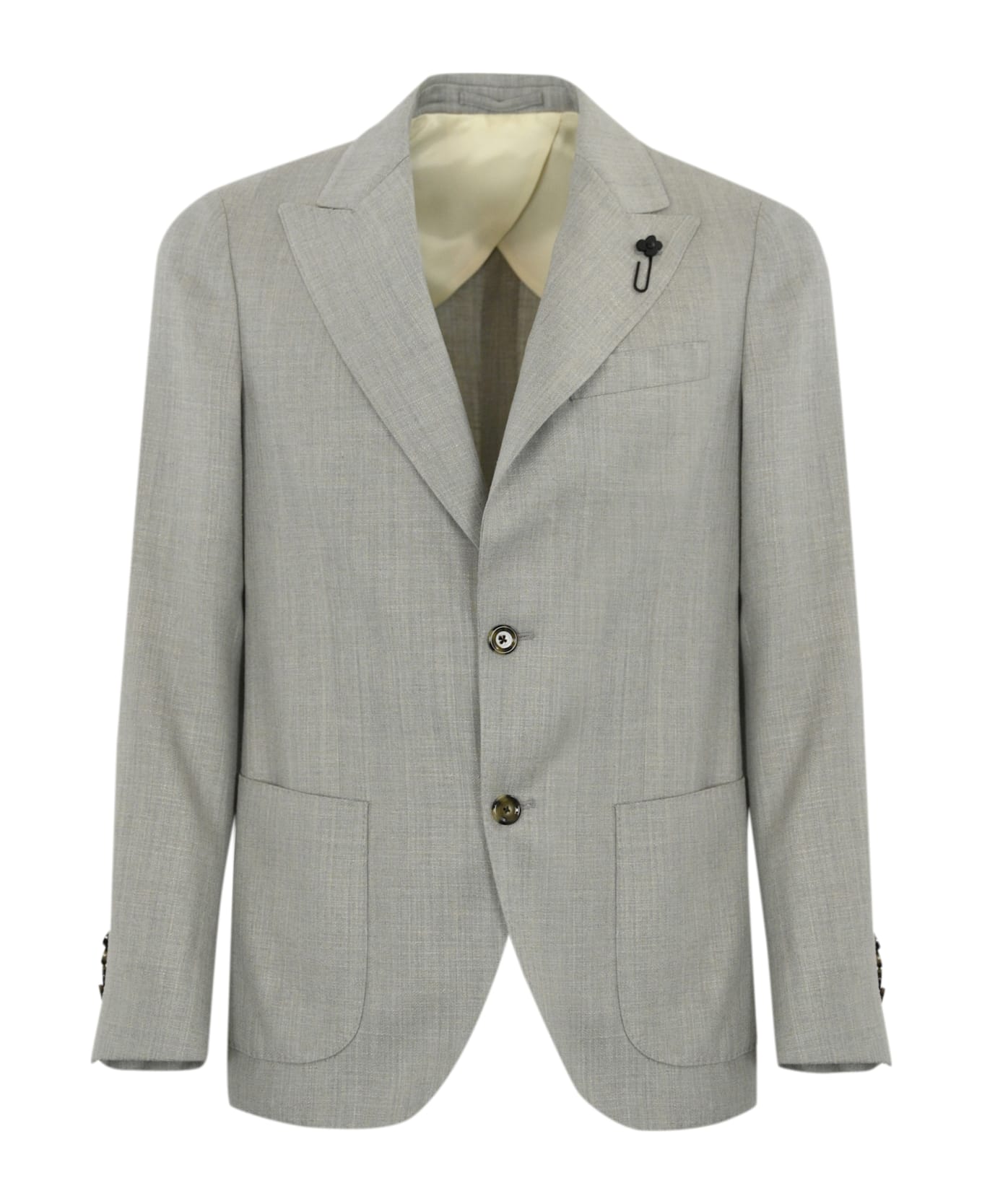 Lardini Iconic Drop 7 Regular Jacket In Wool, Viscose And Linen Blend - Grigio chiaro