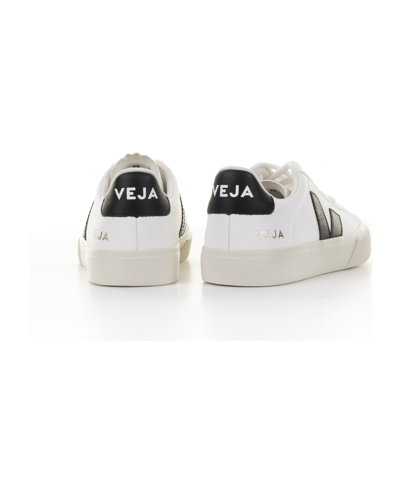 Veja Campo Sneaker In White Black Leather For Women