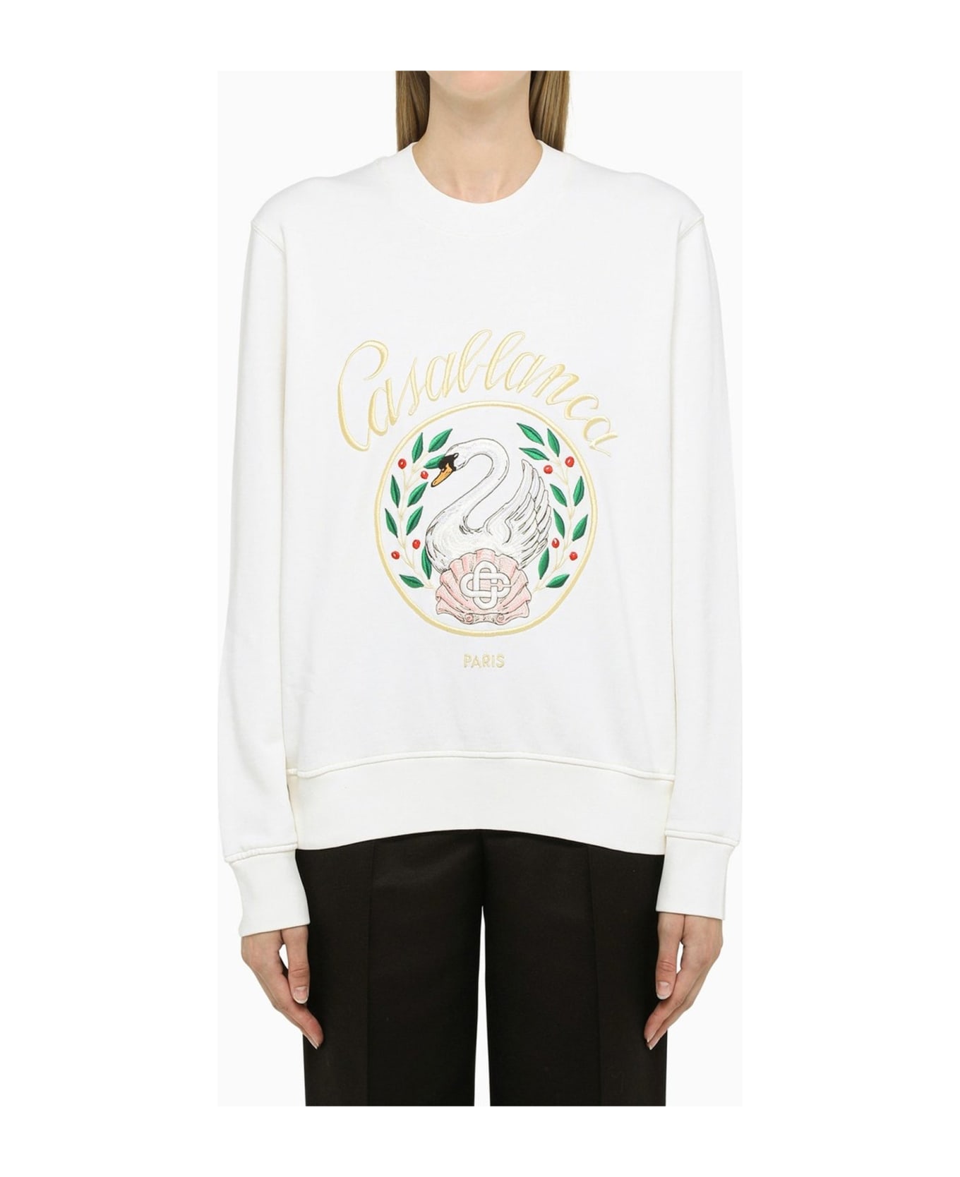 Casablanca Embroidered Cotton Sweatshirt - White フリース