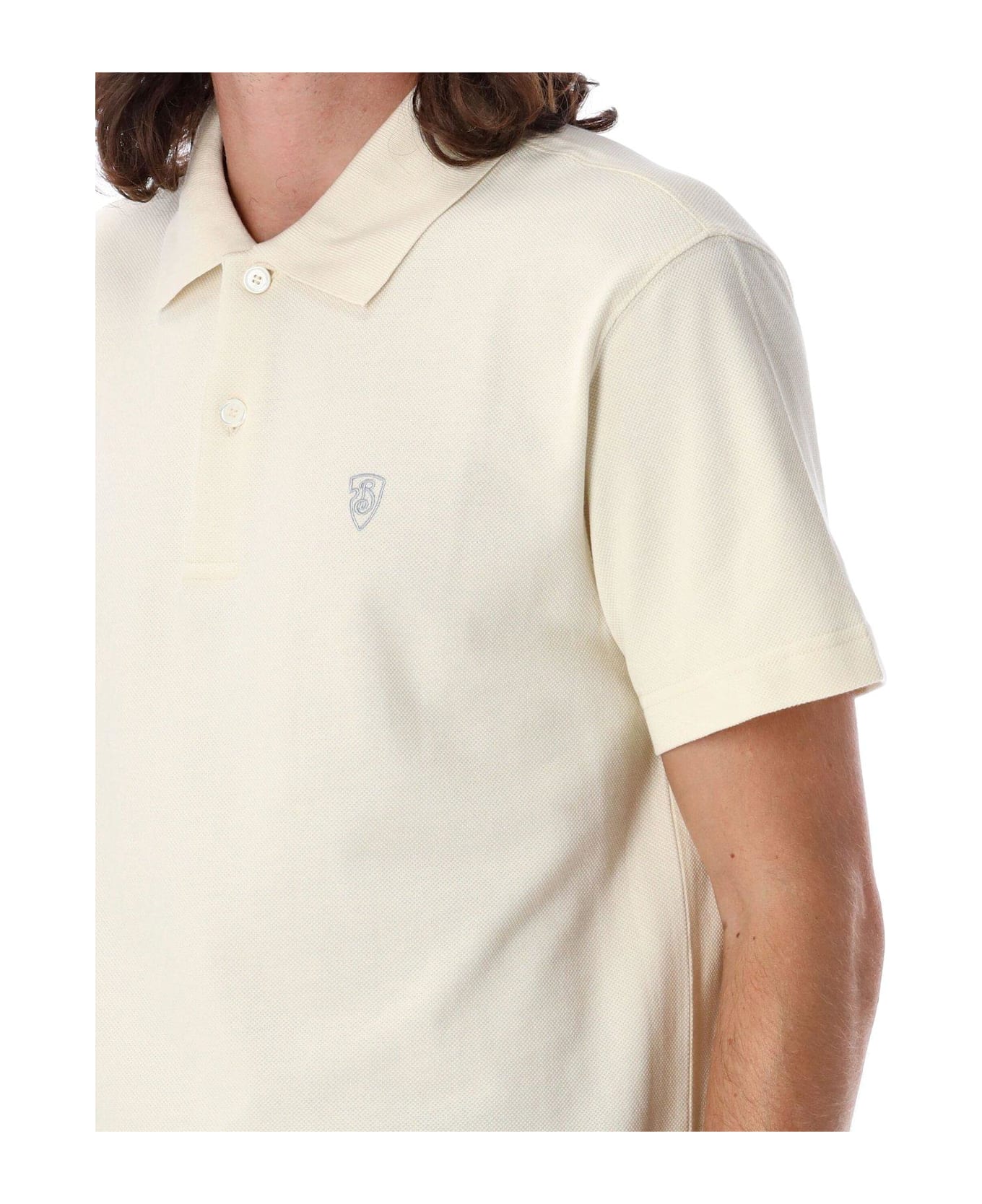 Burberry Logo Embroidered Short-sleeved Polo Shirt - NEUTRALS