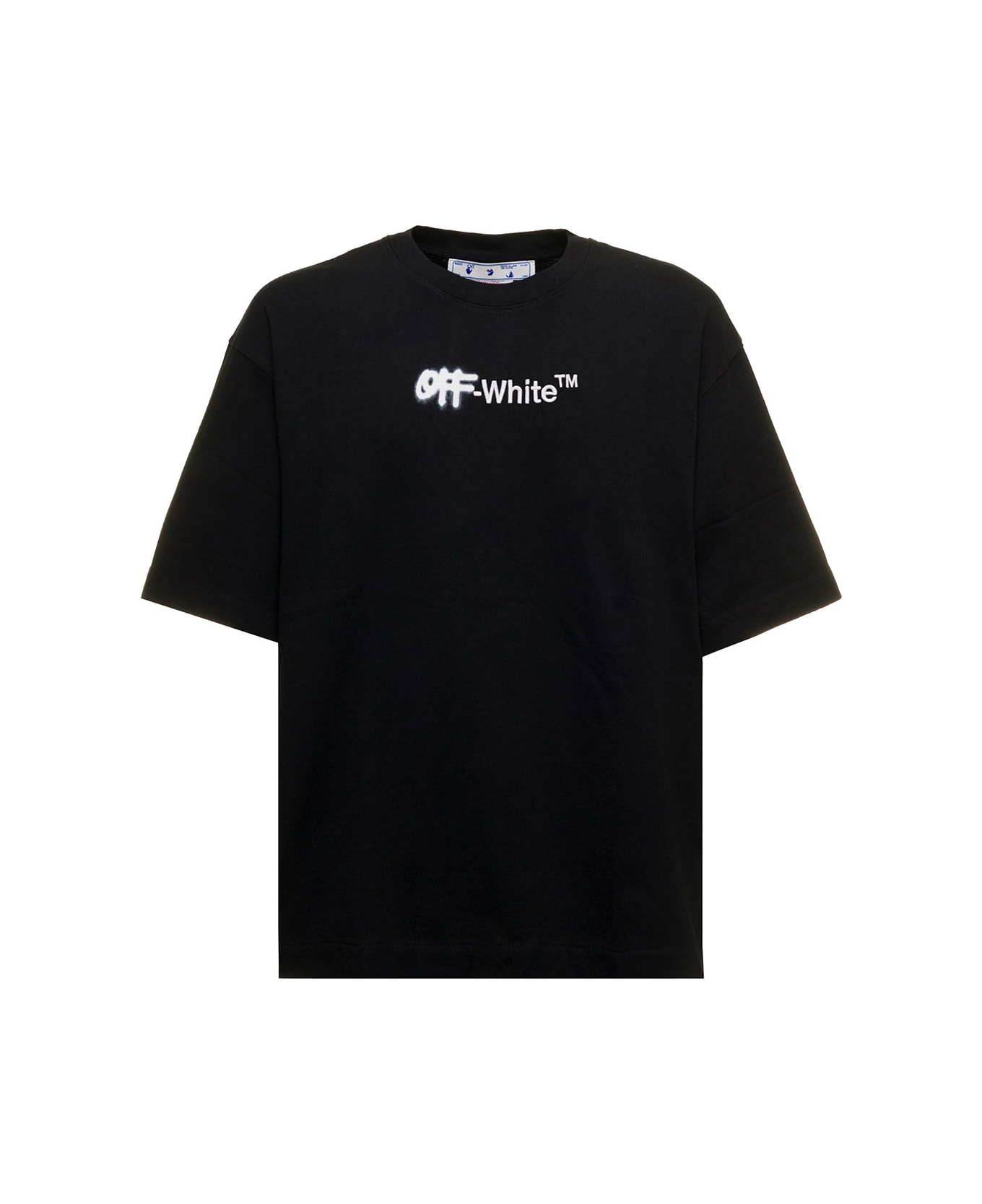 Off-White Black Cotton T-shirt With Spray Helv Over Skate Print Off White Man - Black