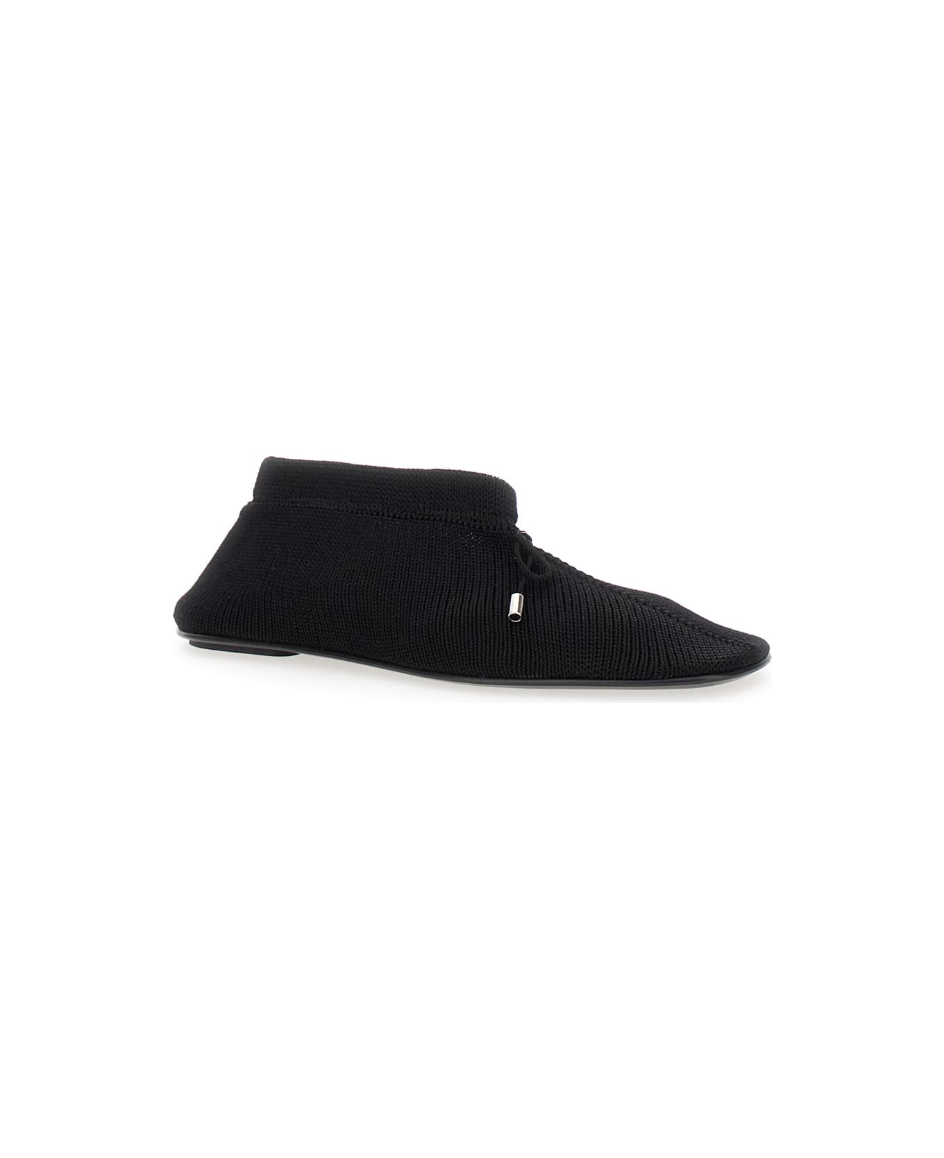 Totême Black Ballet Flats With Bow Detail In Knit Woman - Black フラットシューズ