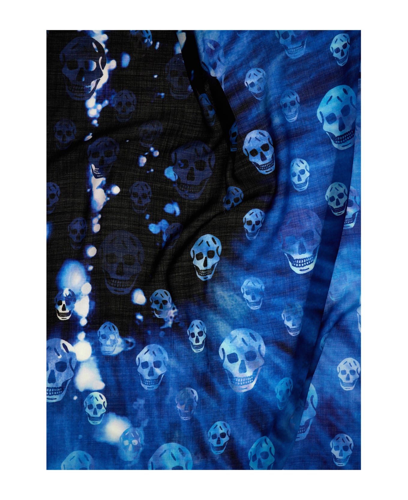 Alexander McQueen Skull Motif Scarf - Black Blue