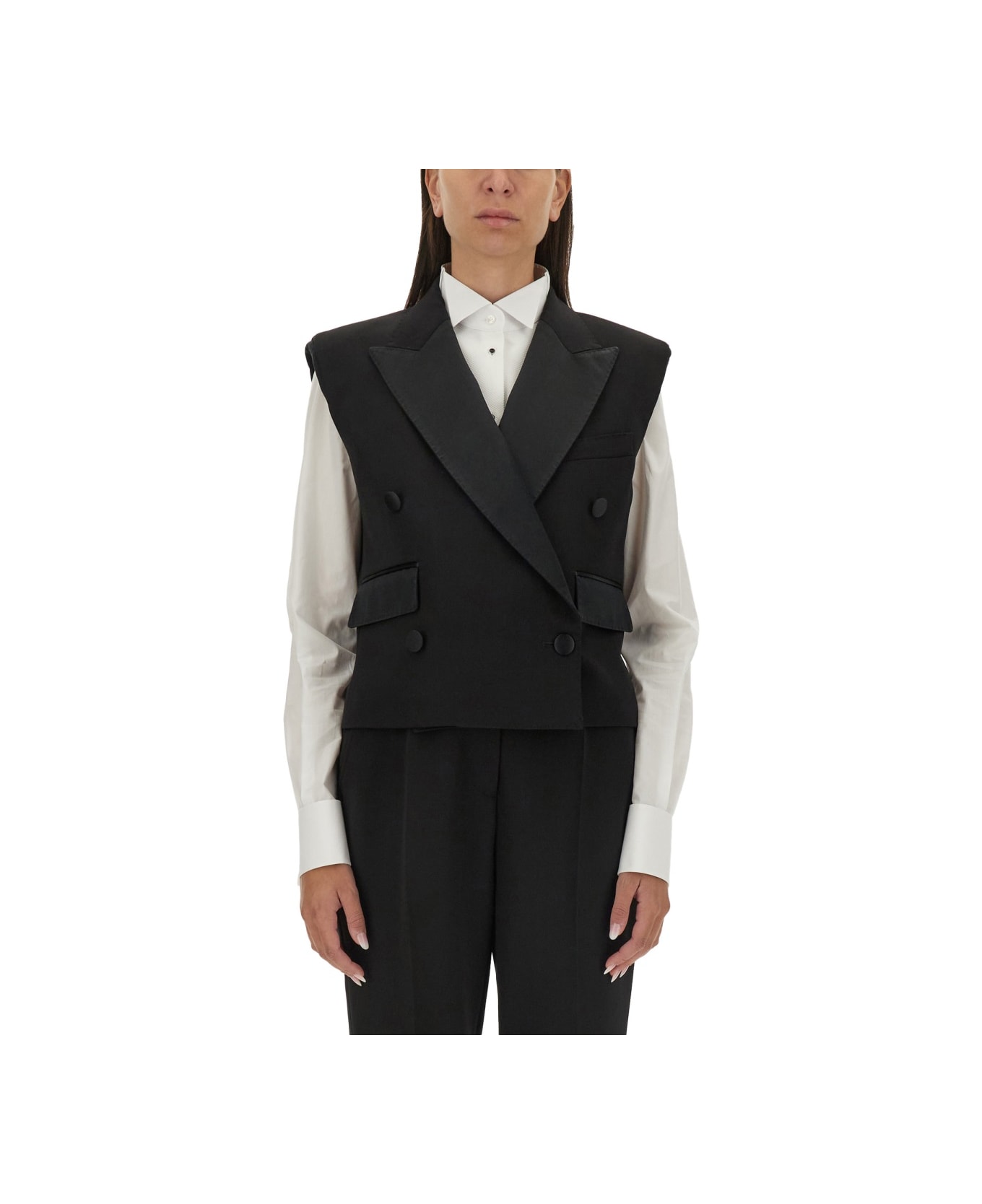 Dolce & Gabbana Double-breasted Sleeveless Jacket - BLACK