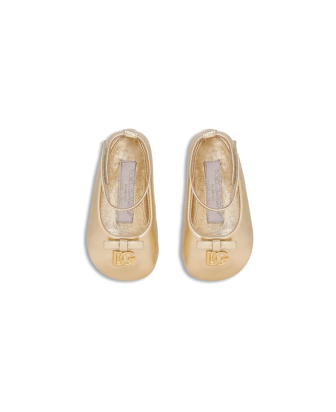 Dolce & Gabbana Ballerina In Laminated Nappa - Gold