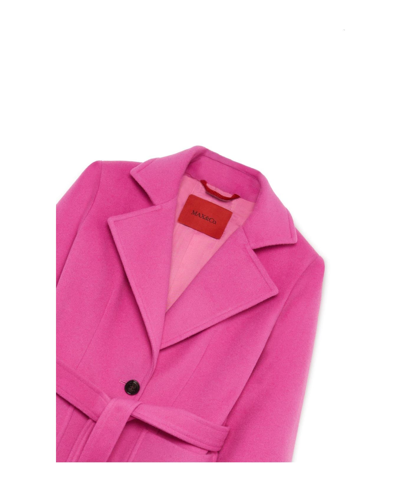 Max&Co. Belted Single-breasted Long Sleeevd Coat - Fucsia