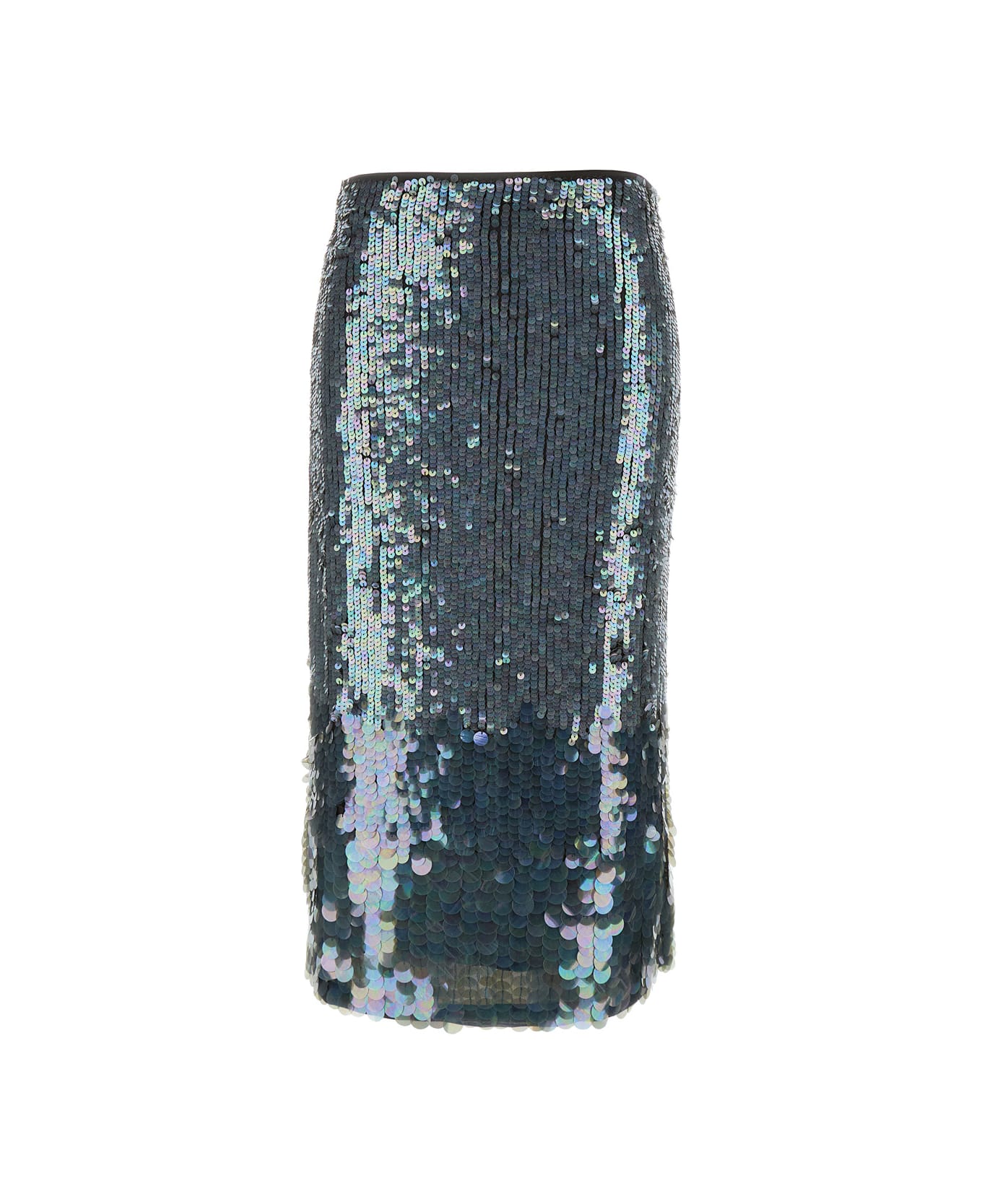 Parosh Midi Grey Skirt With All-over Sequins In Stretch Polyamide Woman - Metallic