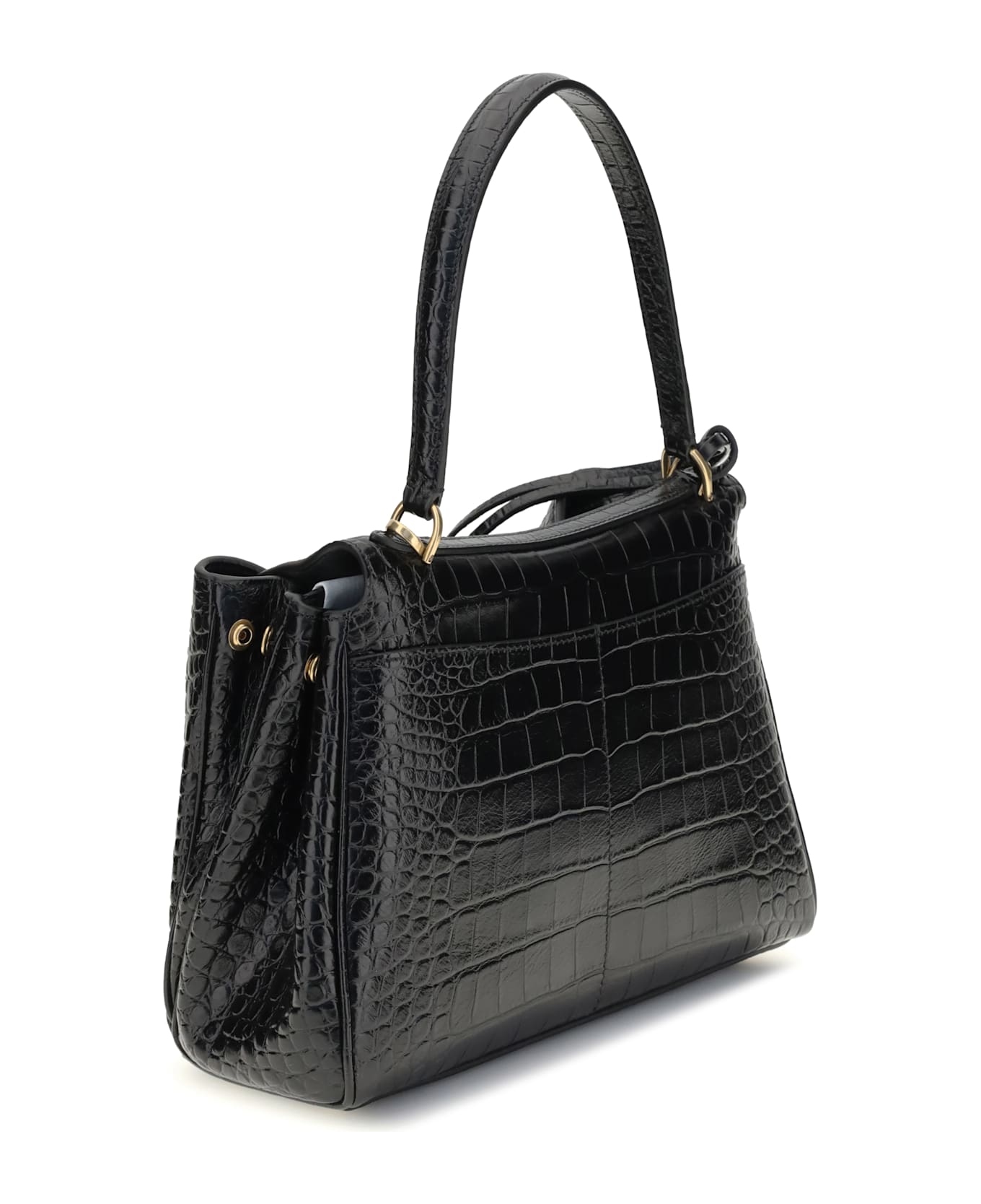Balenciaga Rodeo Shoulder Bag In Crocodile-print Leather