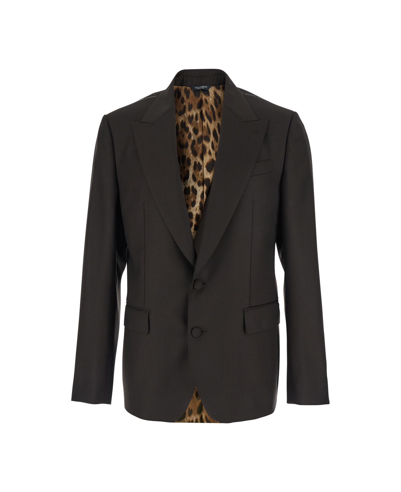 Dolce & Gabbana Brown Single-breasted Jacket With Peak Revers In Wool Man - Brown ブレザー