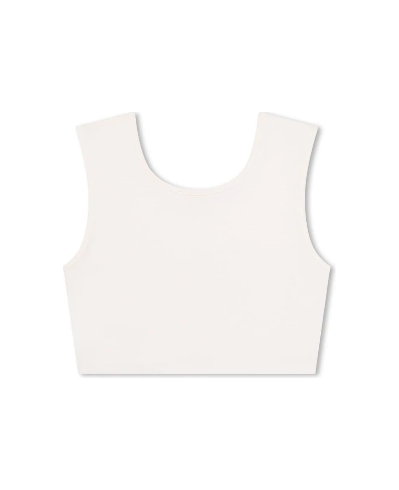 Chloé White Crop Top With Embroidered Logo - White