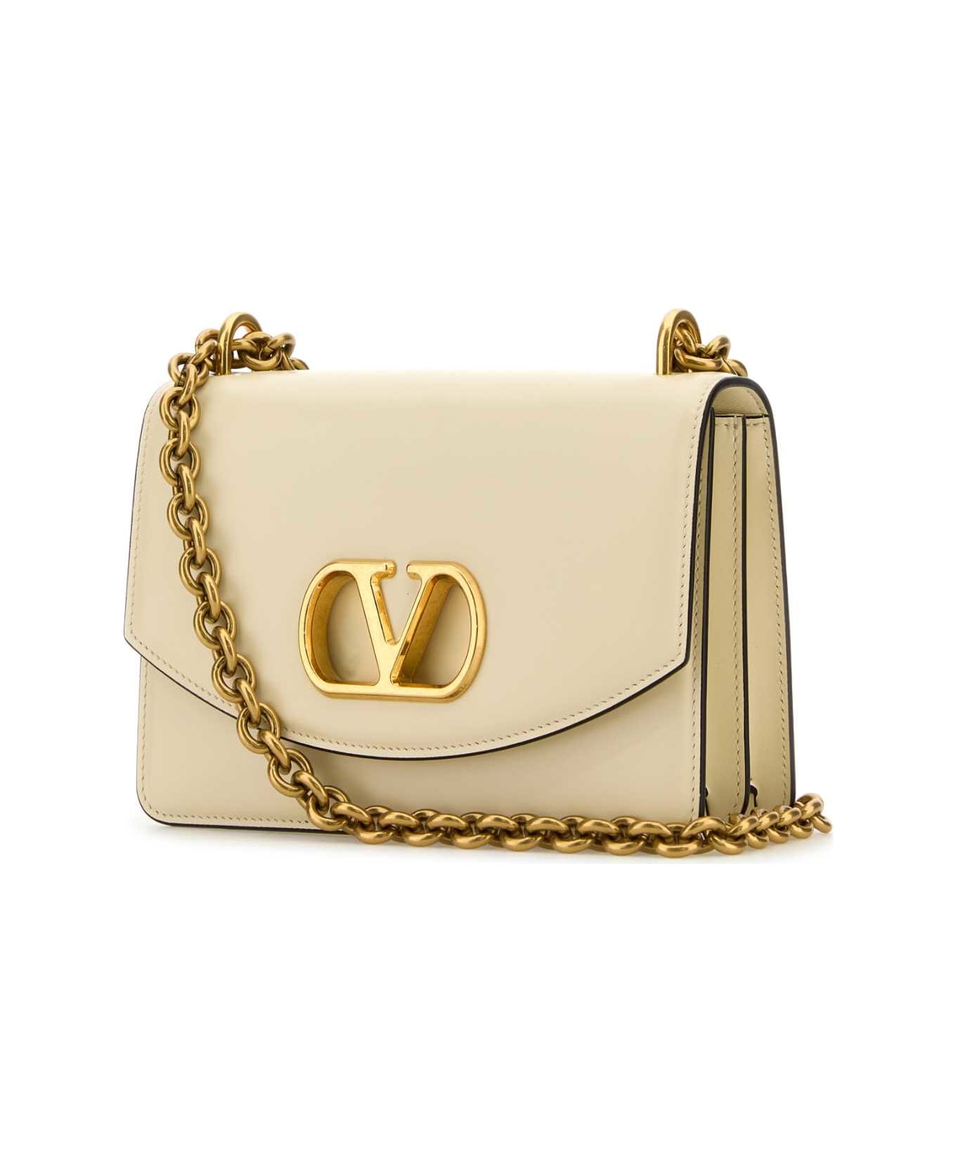 Valentino Garavani Ivory Leather Vlogo Signature Shoulder Bag - BUTTERWHITE