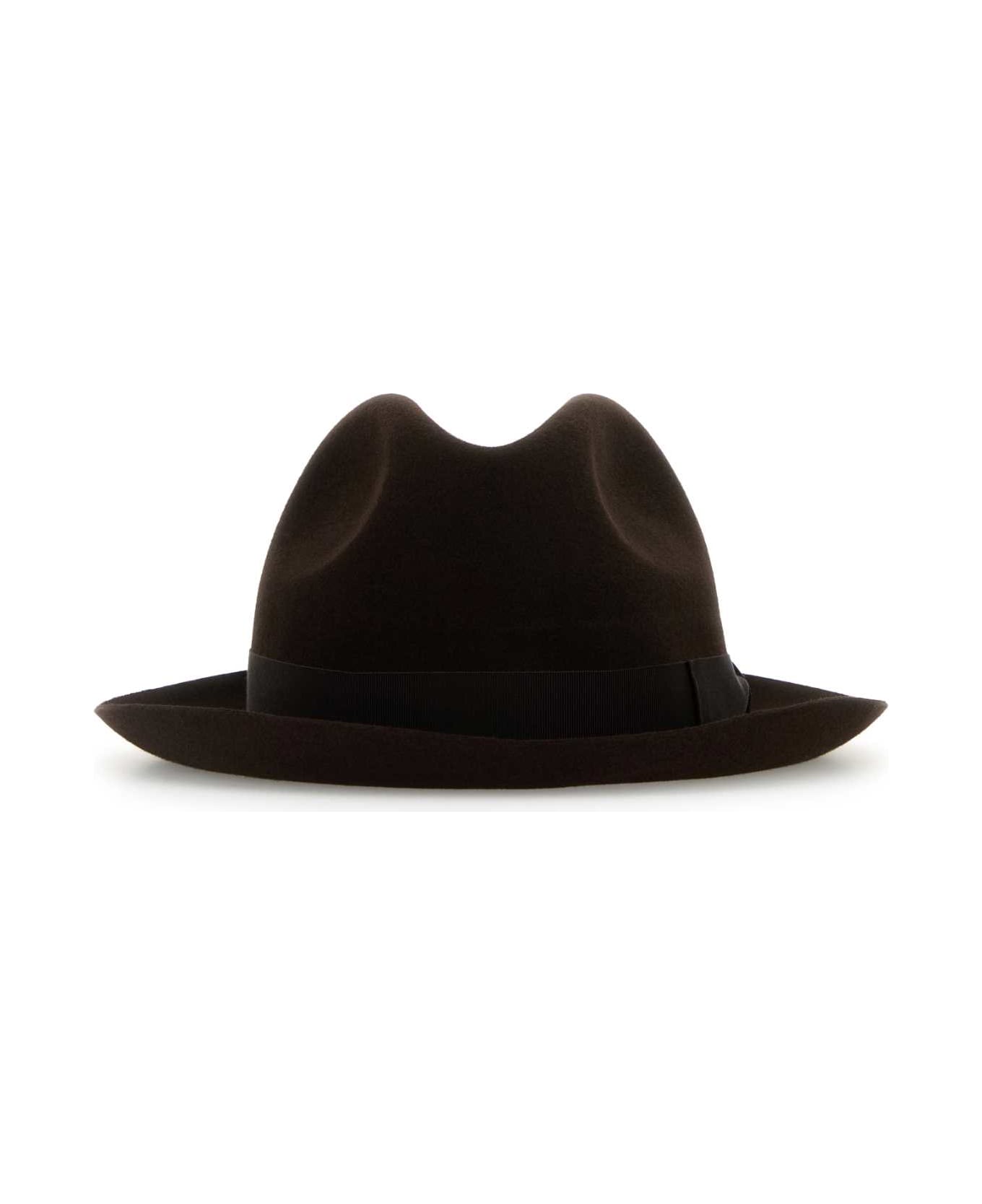 Borsalino Brown Felt Damiano Hat - FOLCO CINTA CAFFE