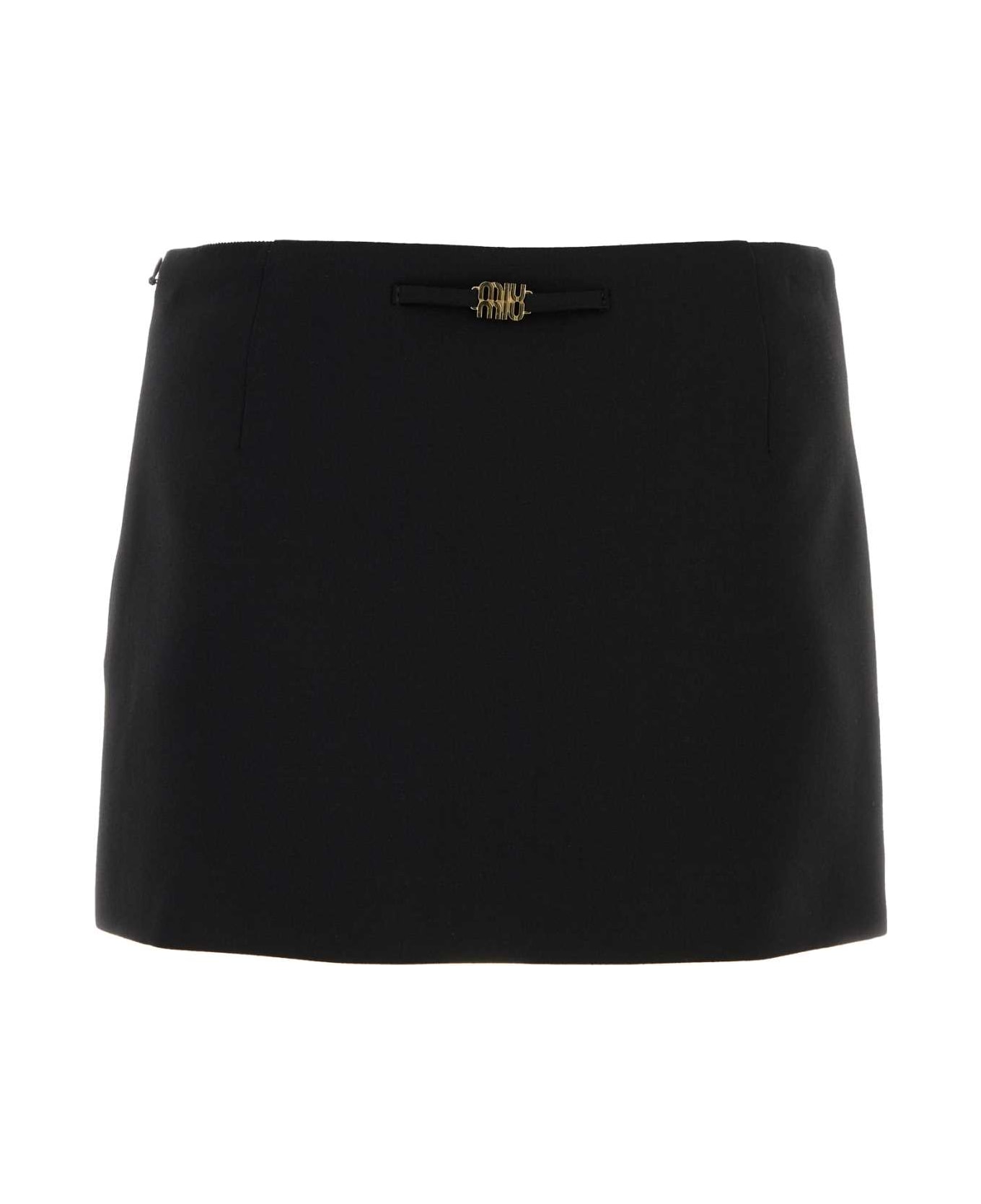 Miu Miu Black Stretch Wool Mini Skirt - NERO