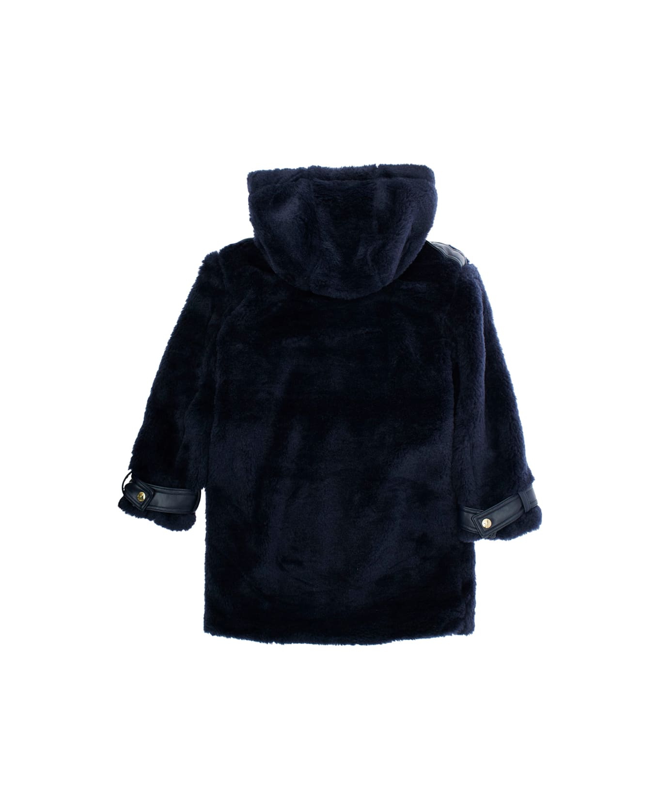 Chloé Blue Coat With Fixed Hood And Front Button Closure In Ecofur Girl - Blu