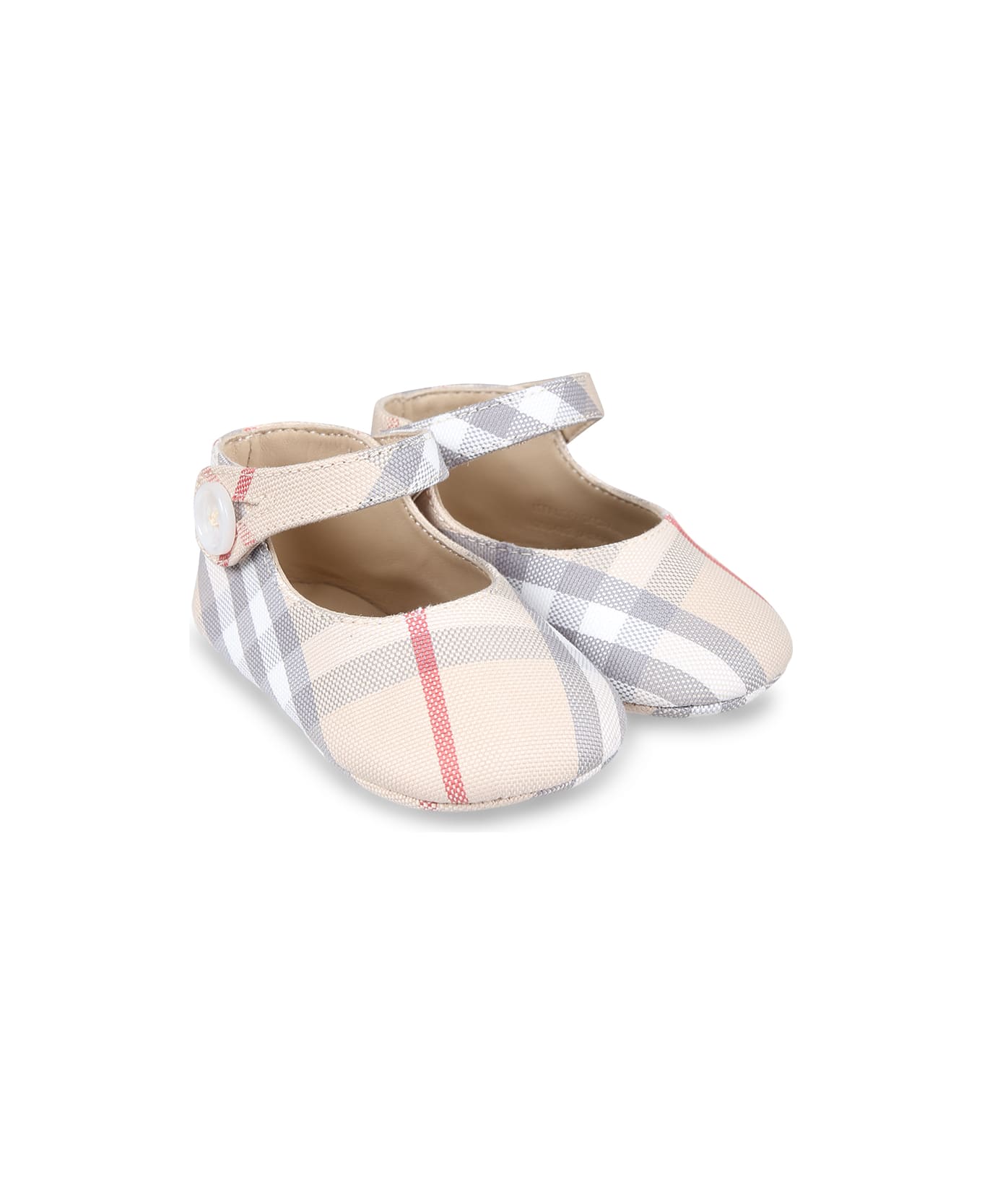 Burberry Beige Mary Jane Ballet Flats For Baby Girl Vintage Check - Beige