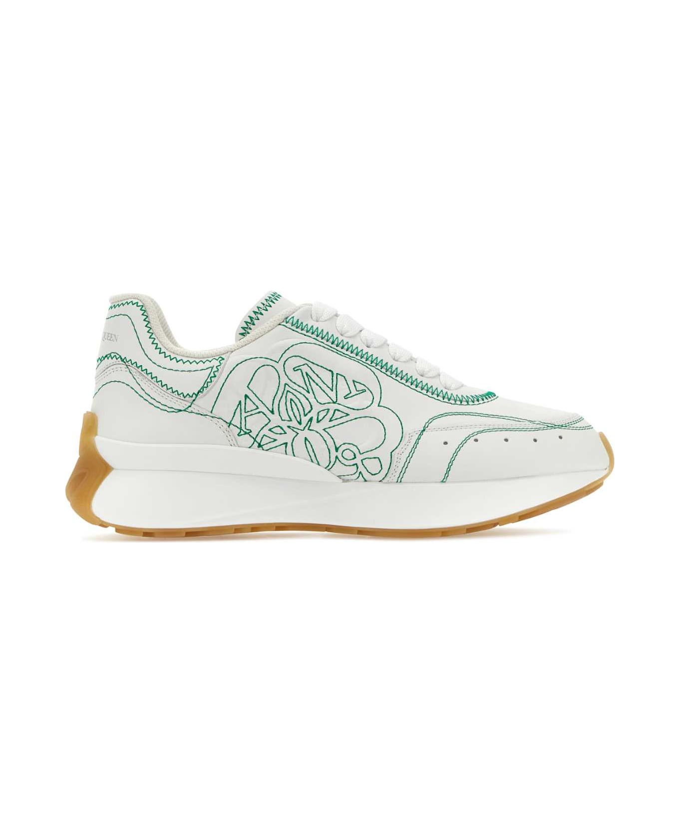 Alexander McQueen White Leather Sneakers - WHISILBRGREAM