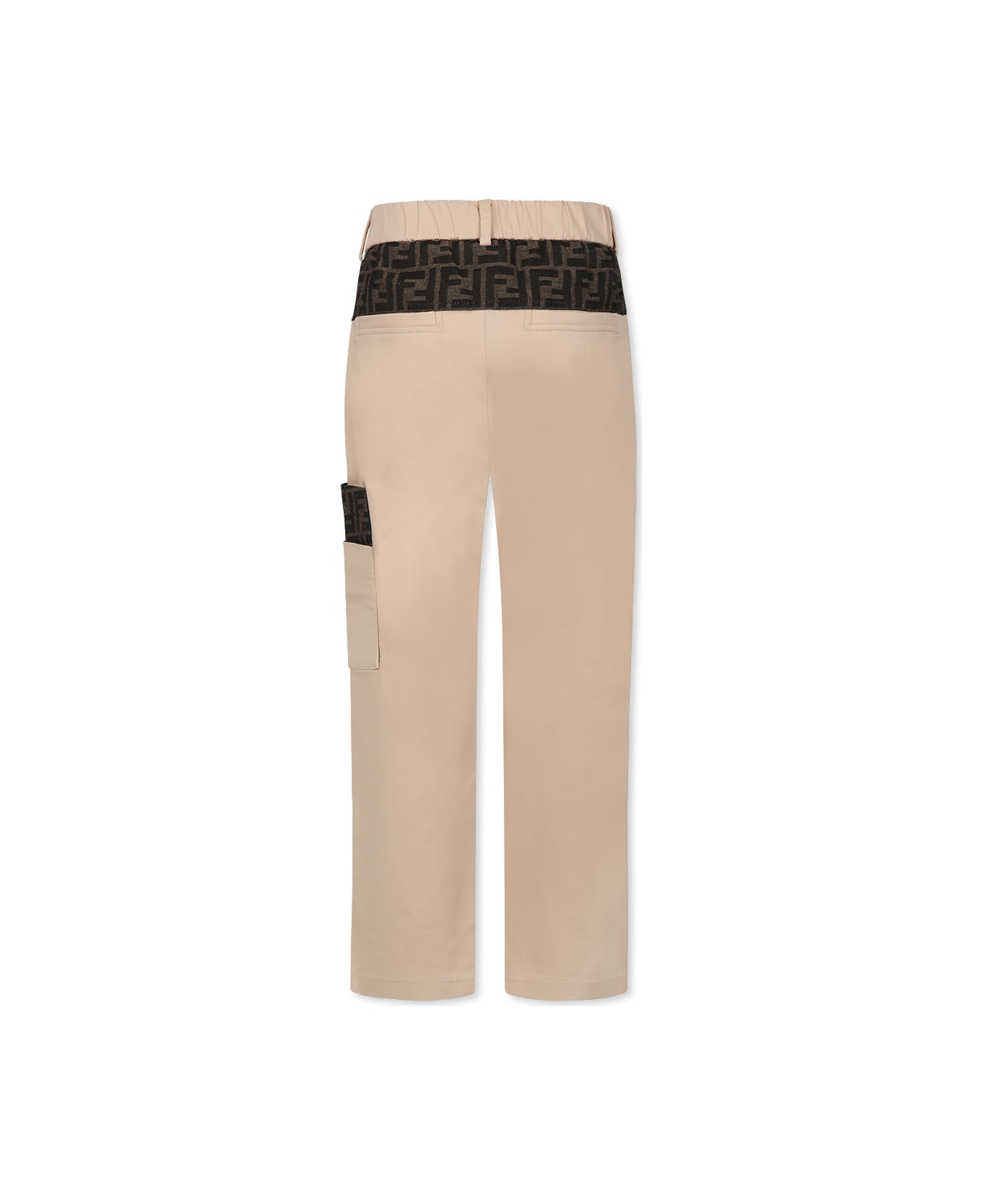 Fendi Beige Trousers For Boy With Ff - Beige