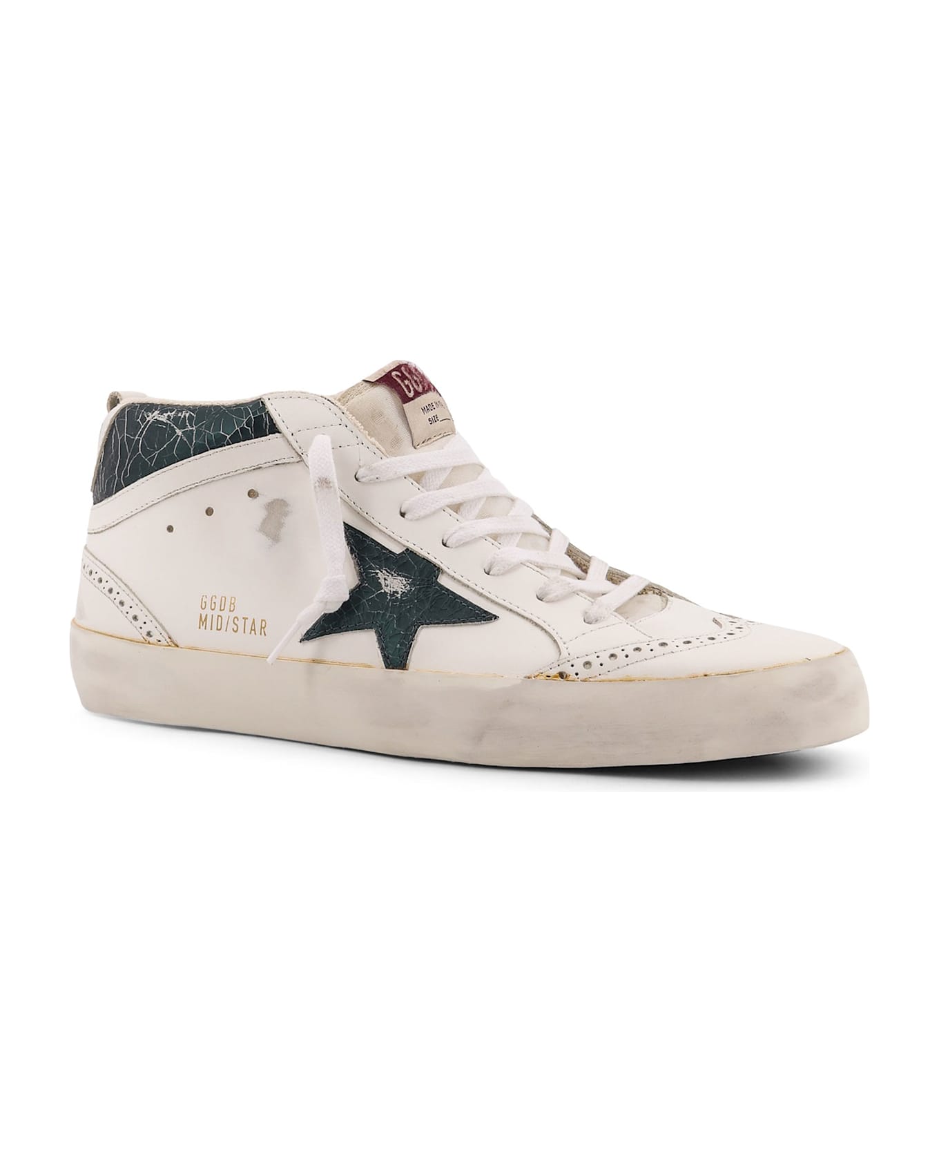 Golden Goose Mid Star Double Quarter High-top Leather Sneakers - White