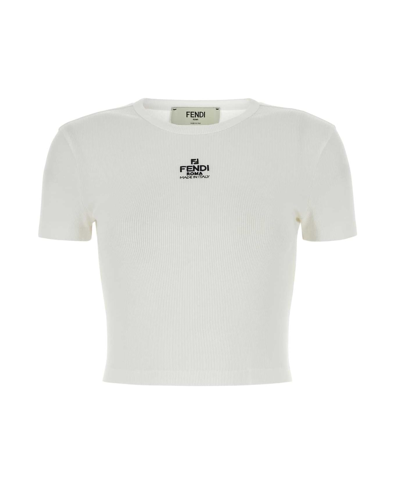 Fendi White Stretch Cotton T-shirt - WHITE