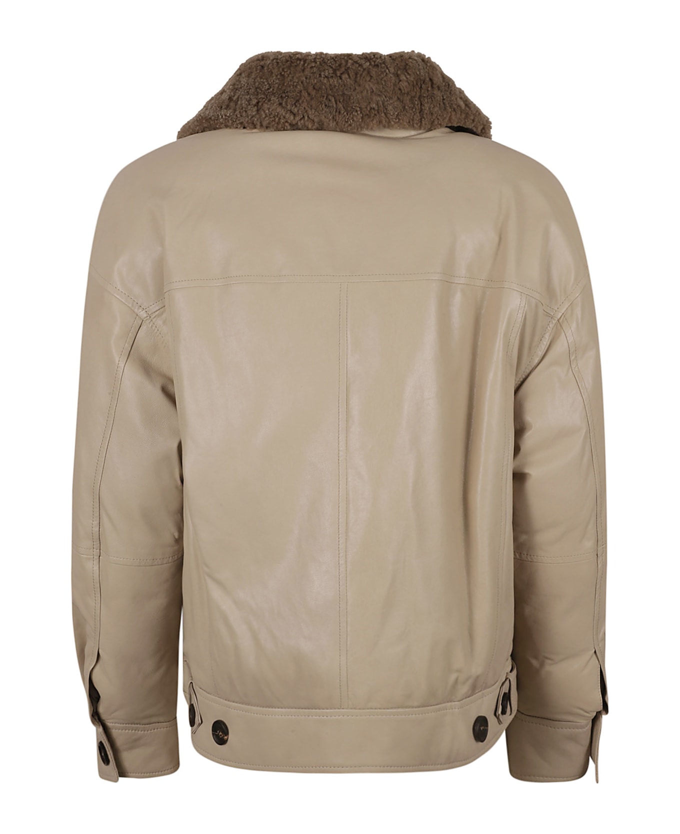 Brunello Cucinelli Zip Wrap Jacket - Navy/Grey レザージャケット