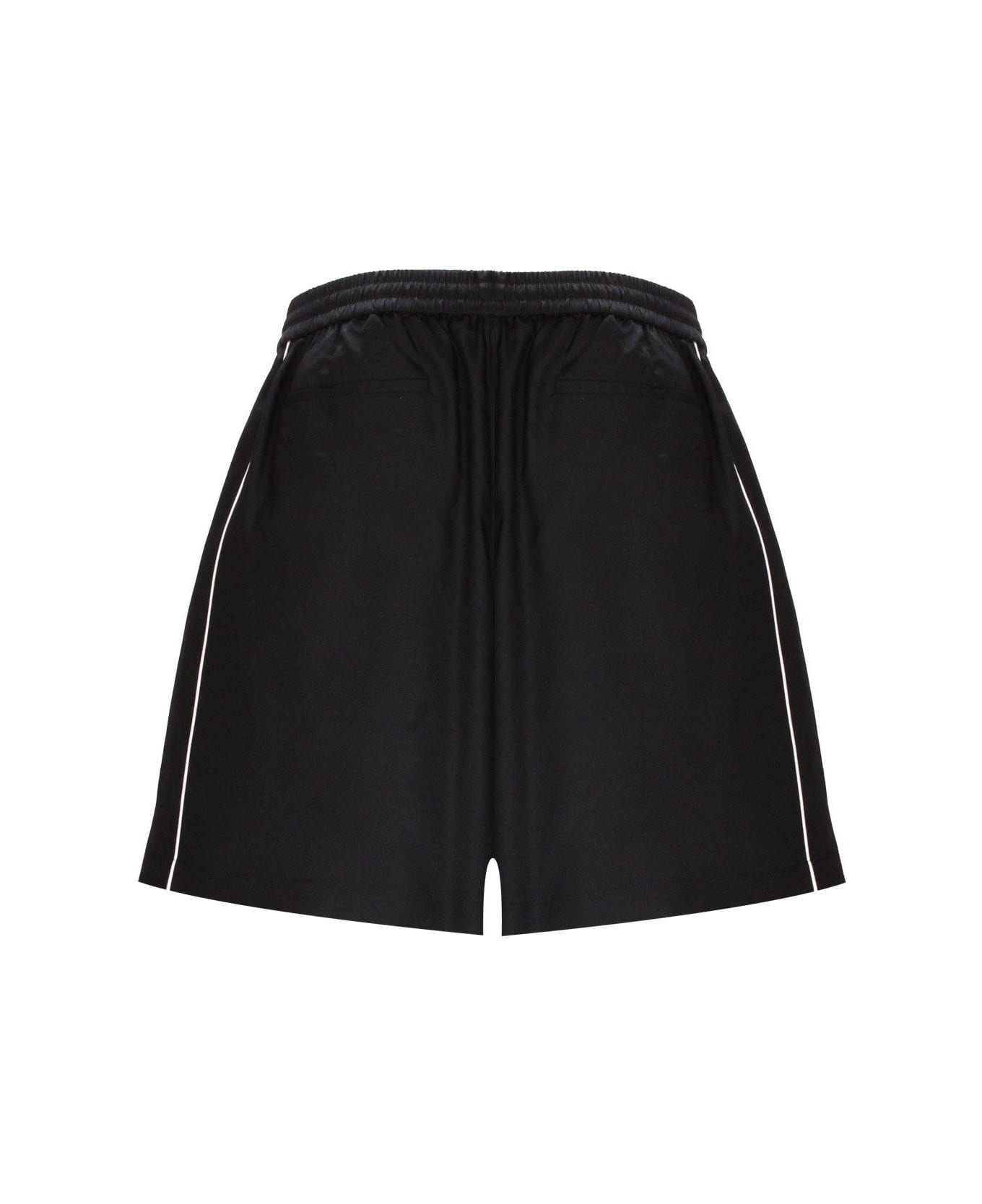 Valentino Side-stripe Drawstring Shorts - Black