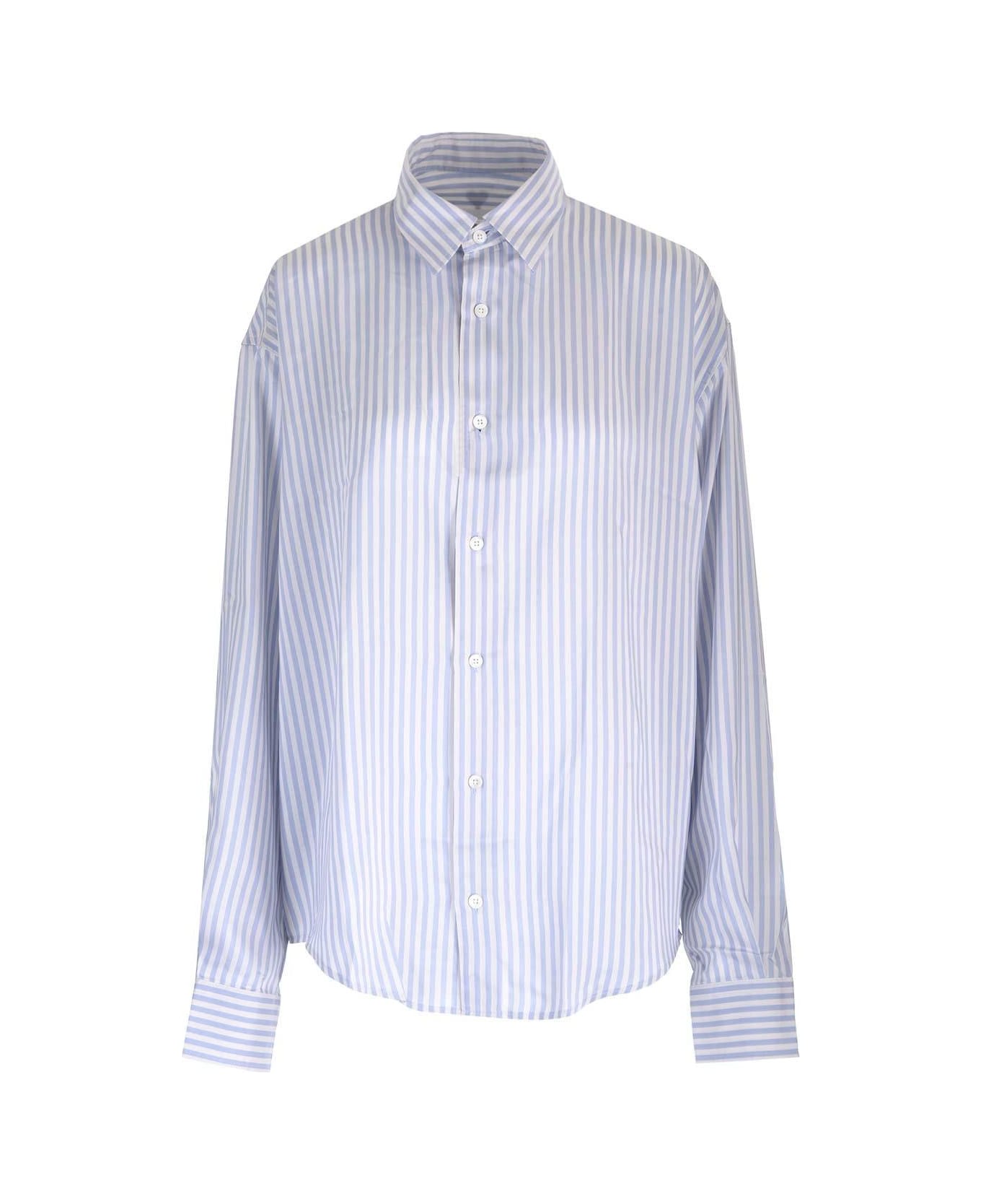 Ami Alexandre Mattiussi Striped Button-up Shirt - 195 CHALK/CASHMERE BLUE