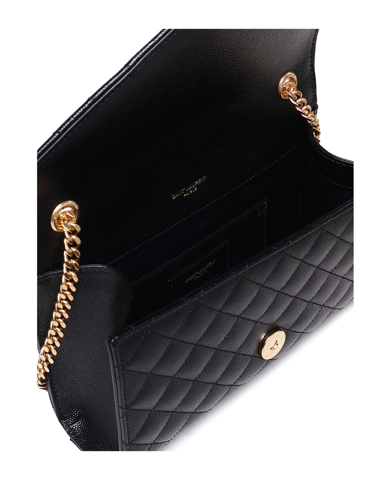 Saint Laurent Envelope Lambskin Bag - BLACK