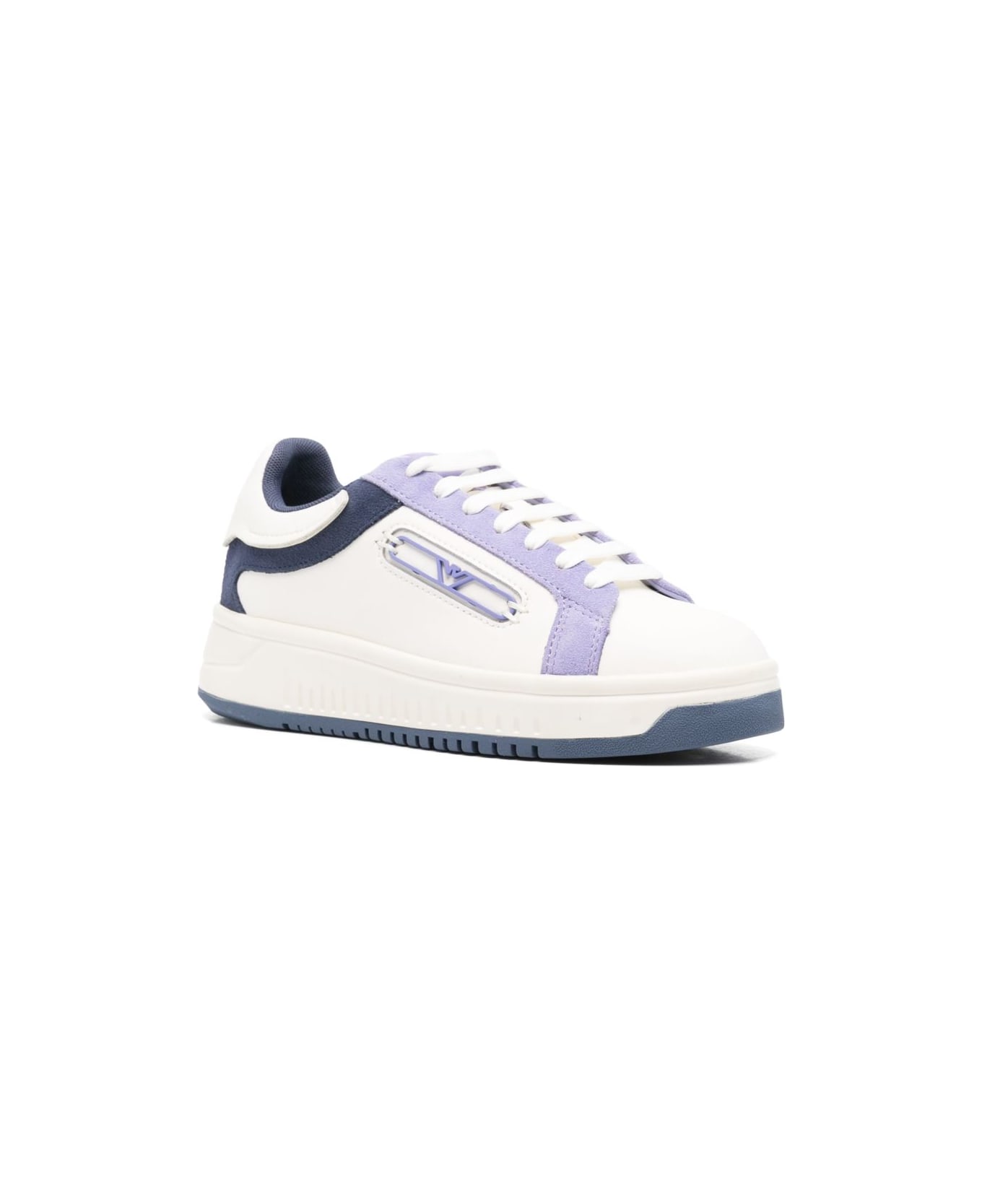 Emporio Armani Leather Sneakers - Lilac