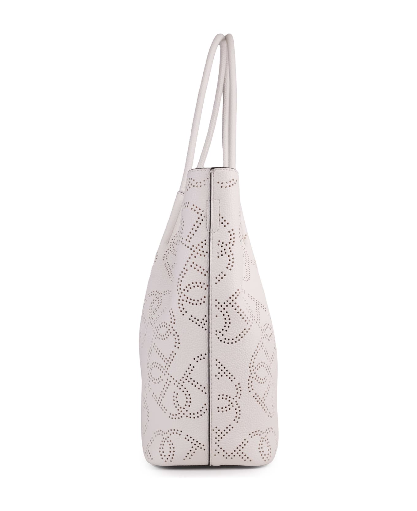 TwinSet Eco-leather Shopper Bag With Perforated Logo - BIANCO OTTICO