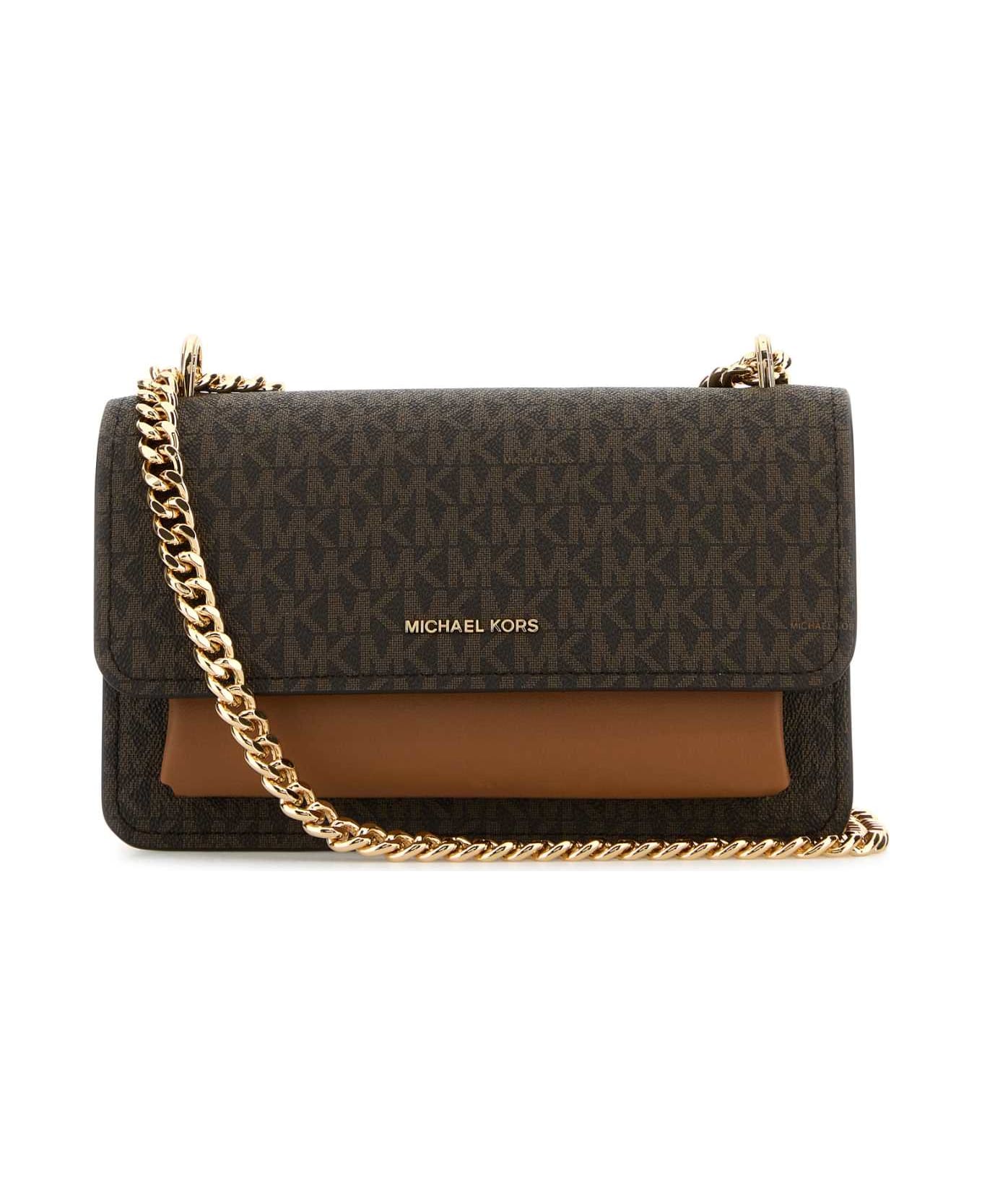 Michael Kors Printed Canvas And Leather Claire Shoulder Bag - BRNACORN