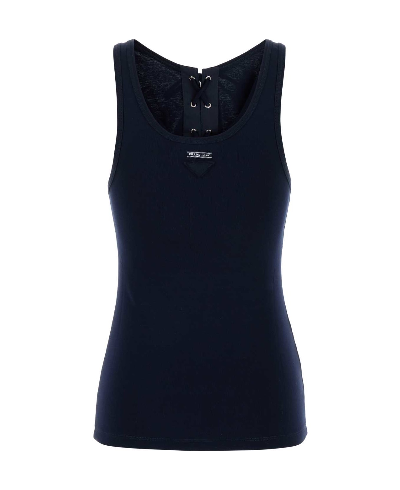 Prada Navy Blue Cotton Tank Top - NAVY