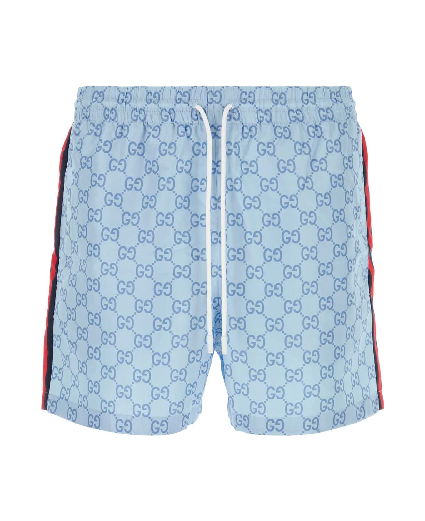 Gucci Printed Polyester Swimming Shorts - LIGHTBLUE