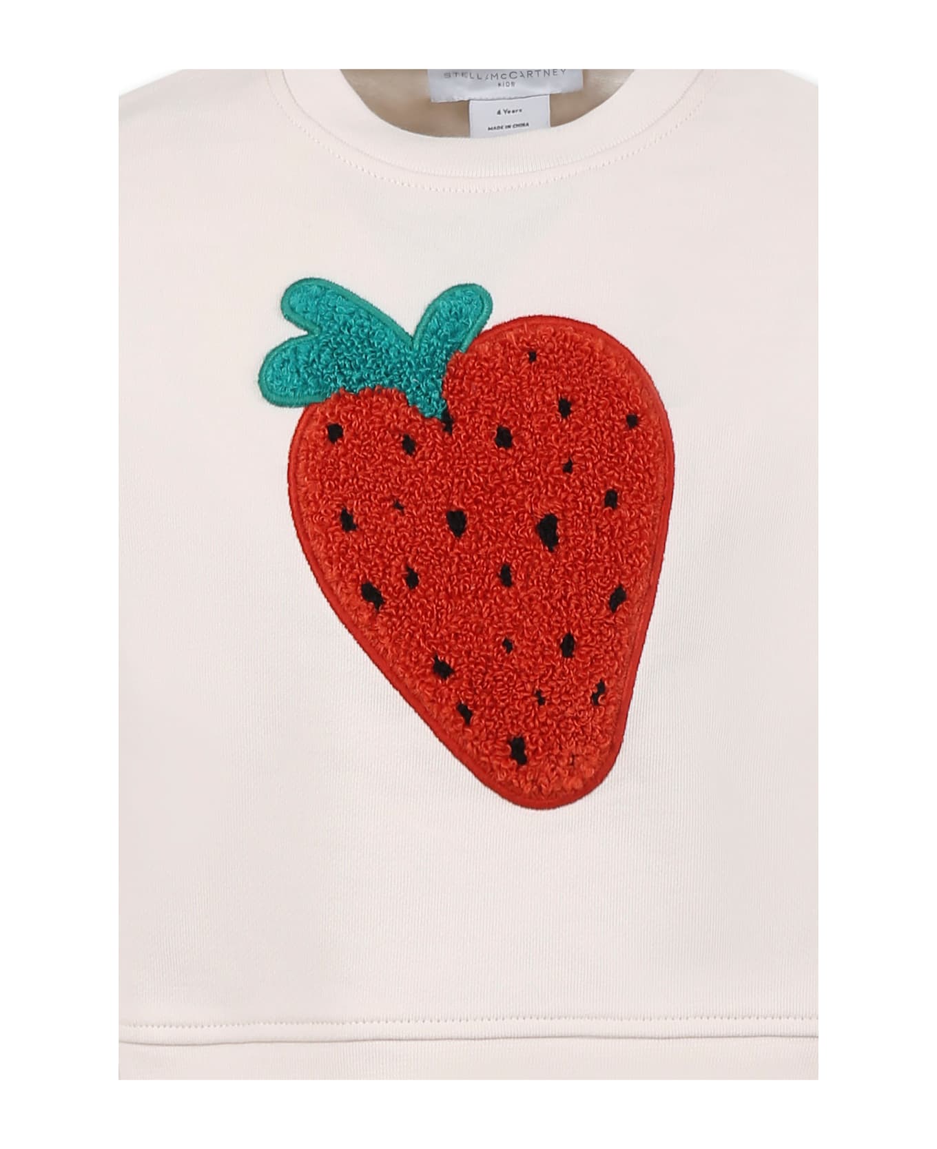 Stella McCartney Kids Ivory Sweatshirt For Girl With Strawberry - Ivory