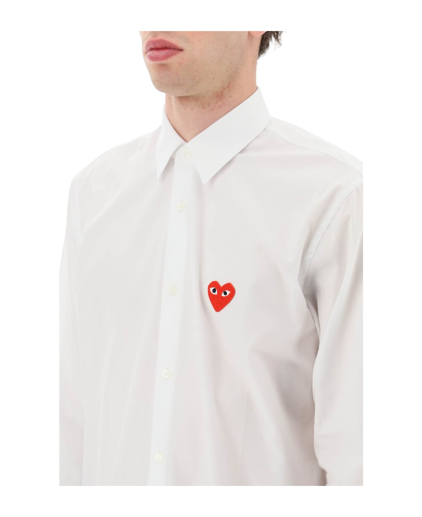 Comme des Garçons Play Heart Patch Unisex Shirt - WHITE (White)