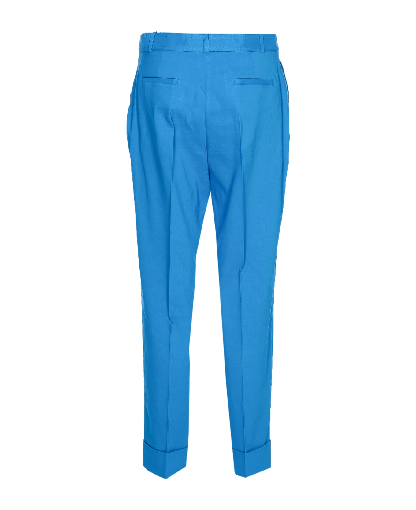 Pinko Trousers "plaza" In Stretch Linen - Azzurro ボトムス