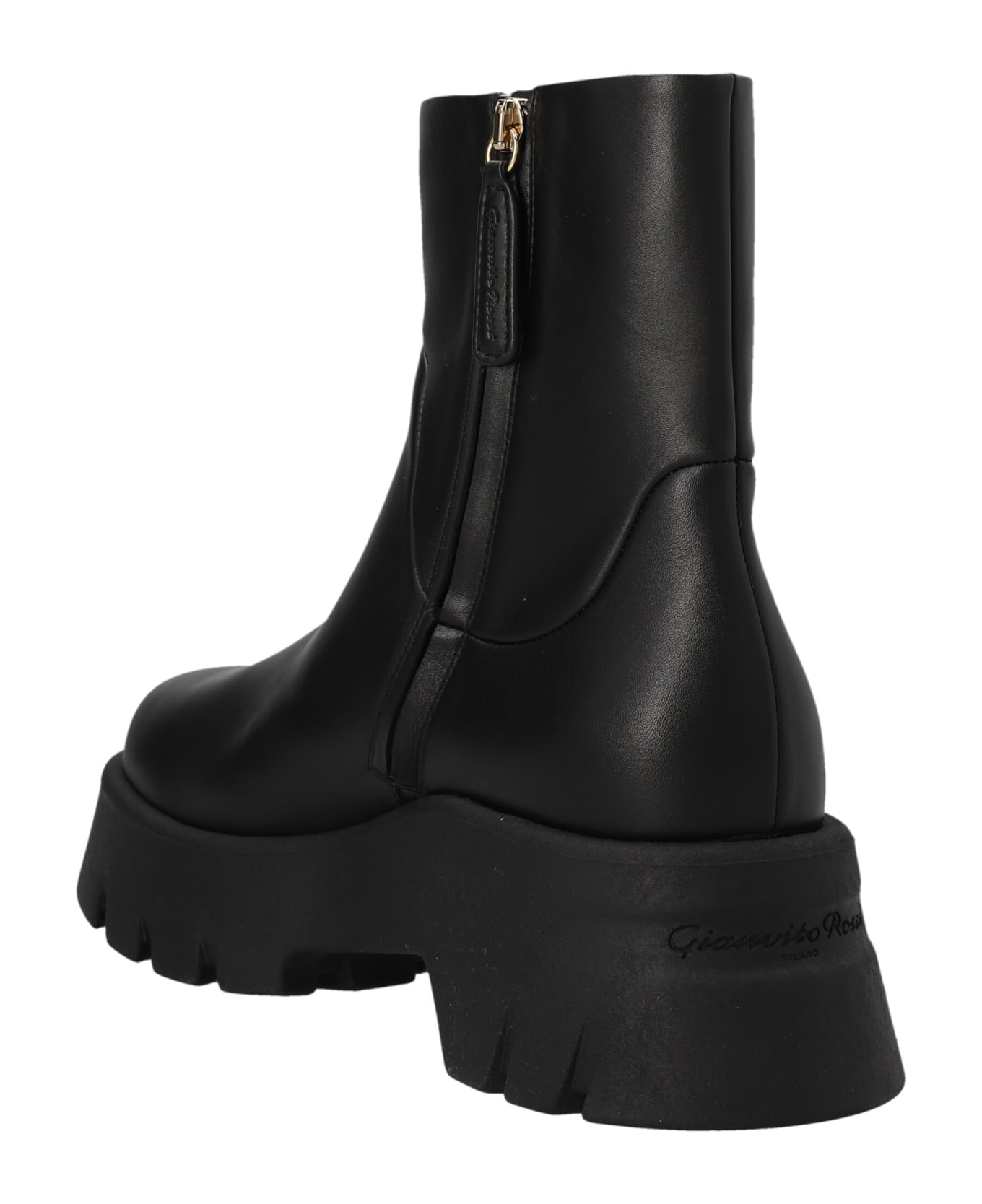 Gianvito Rossi Lug Sole Ankle Boots - Vitello Glove Black ブーツ