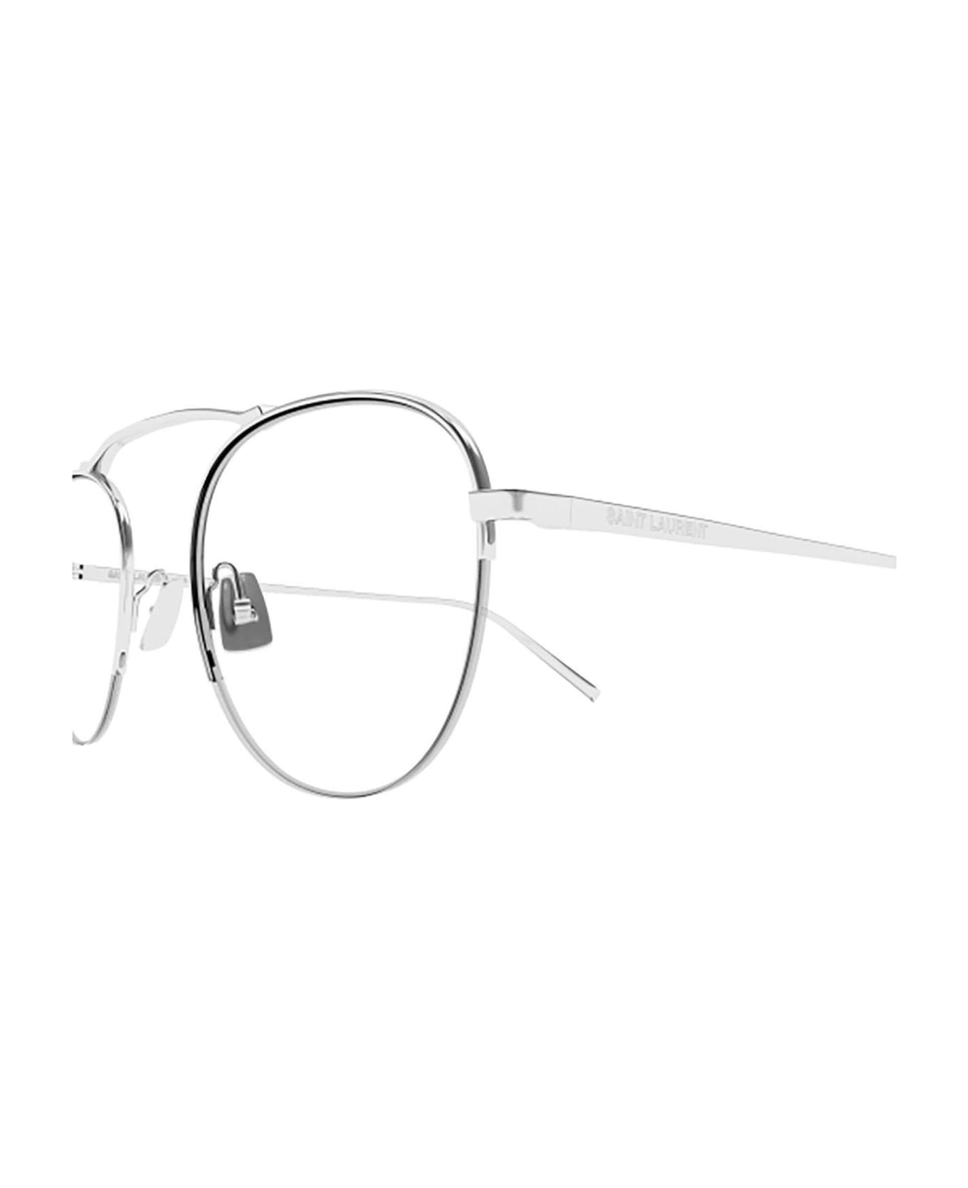 Saint Laurent Eyewear Round Frame Glasses - 001 silver silver transpa アイウェア