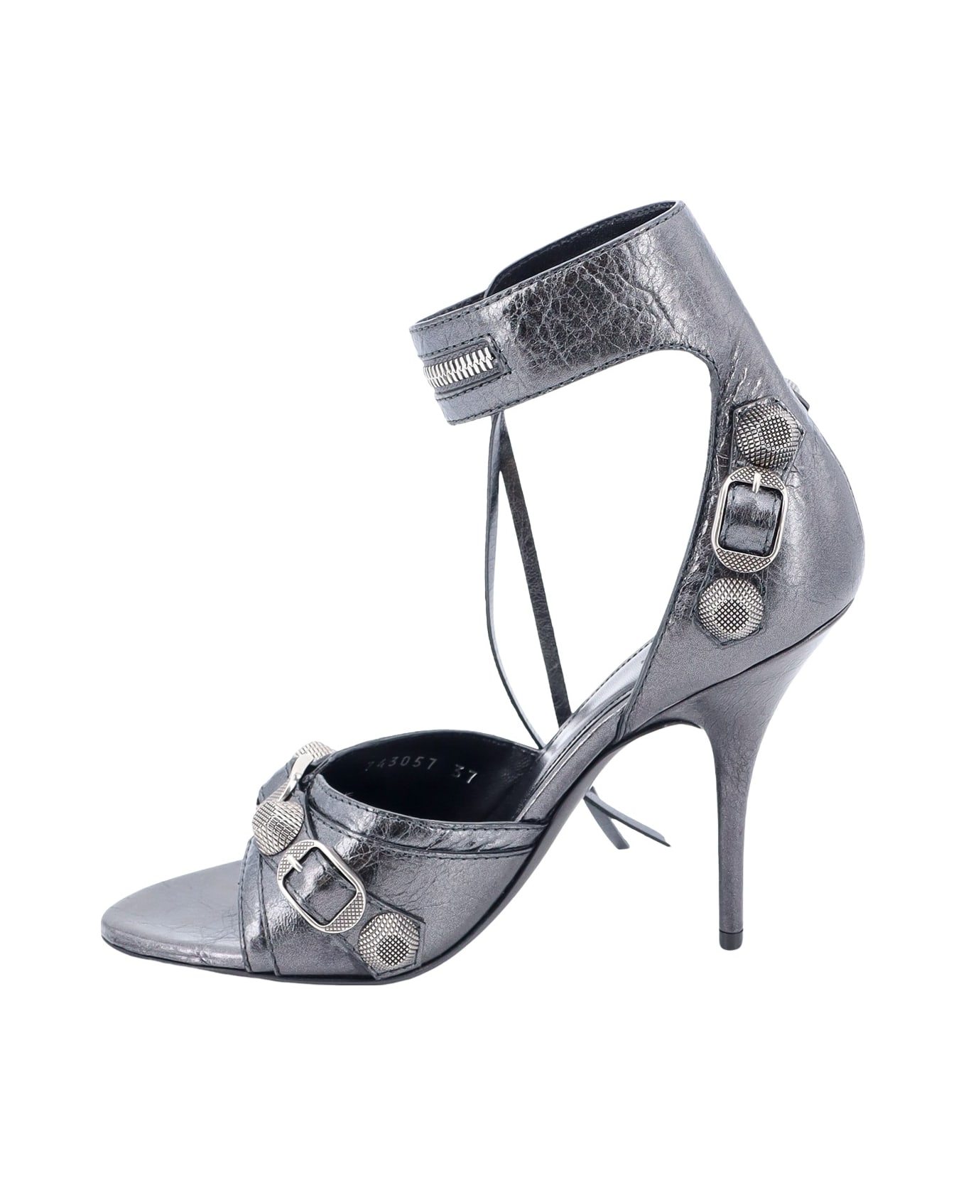 Balenciaga Leather Sandals With Metla Details - Silver