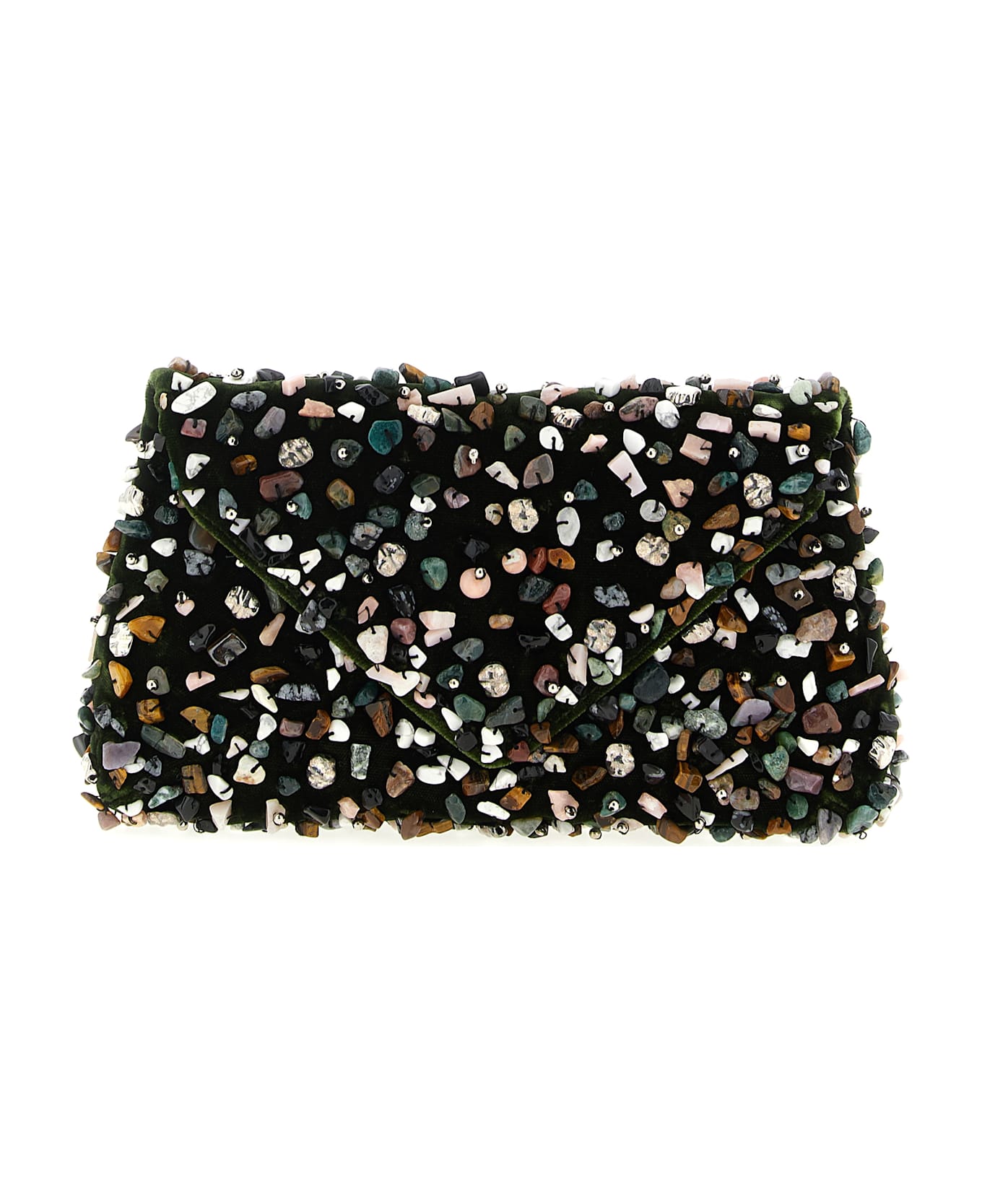 Dries Van Noten 
embellished Envelope
 Clutch - Green