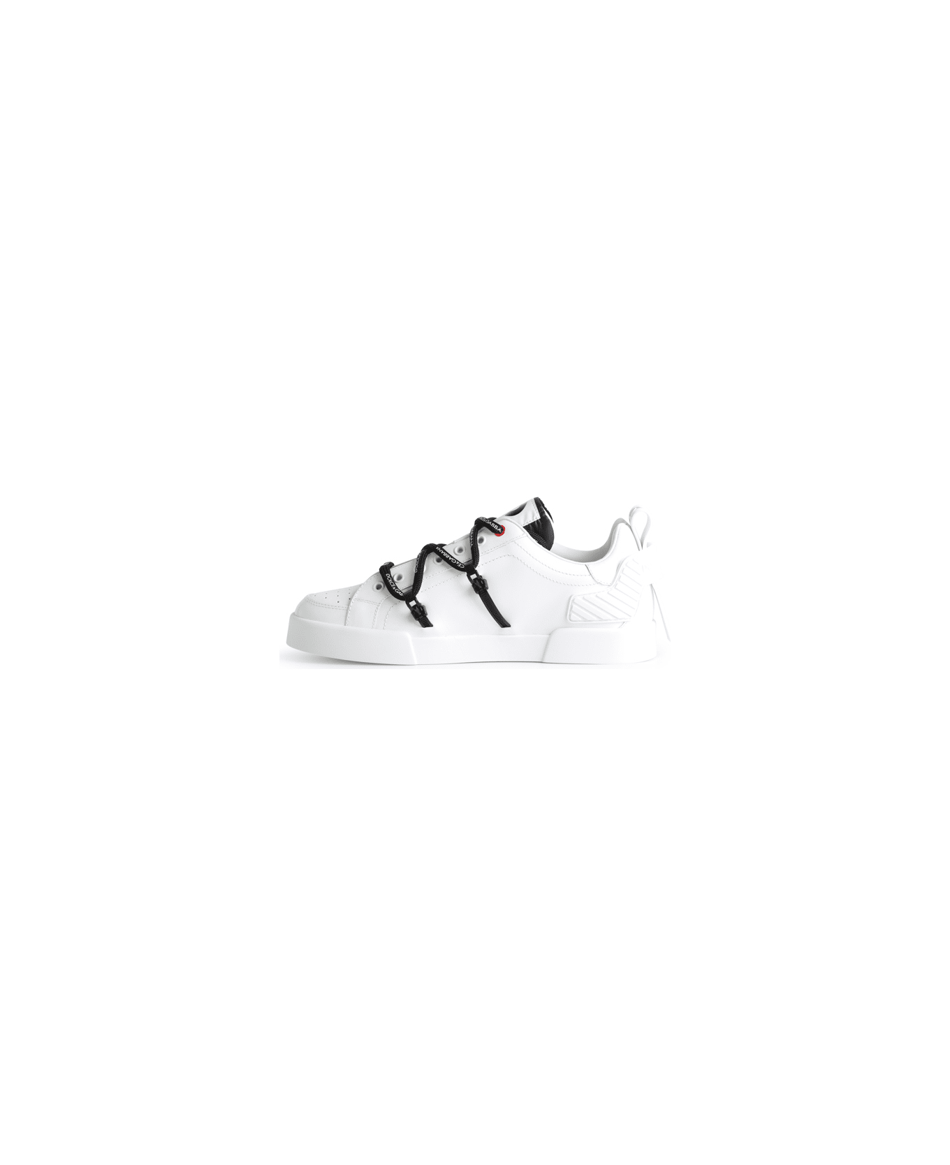 Dolce & Gabbana Portofino Sneaker In Calfskin And Patent Leather - White