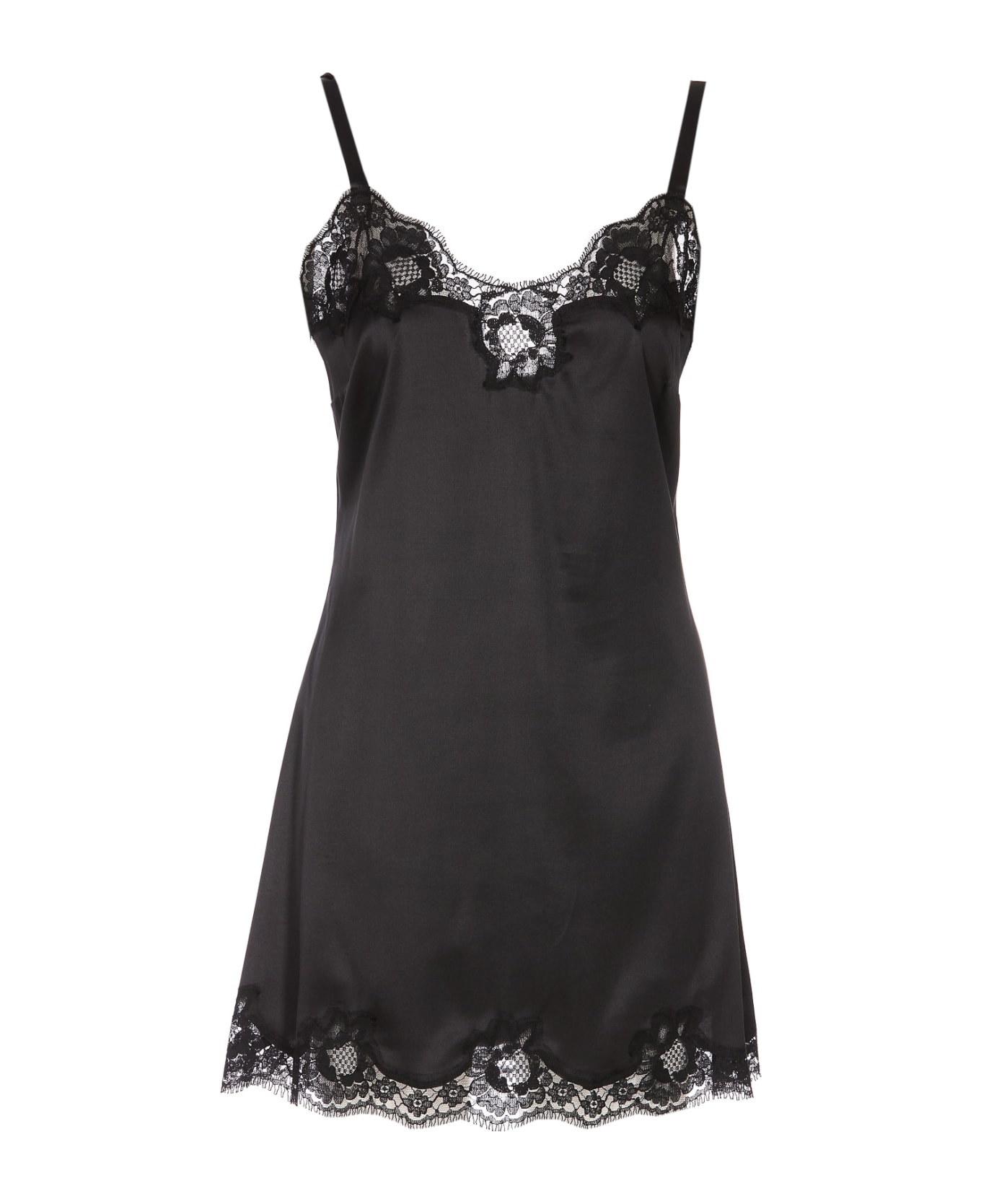 Dolce & Gabbana Lace Detailed Slip Dress - Black