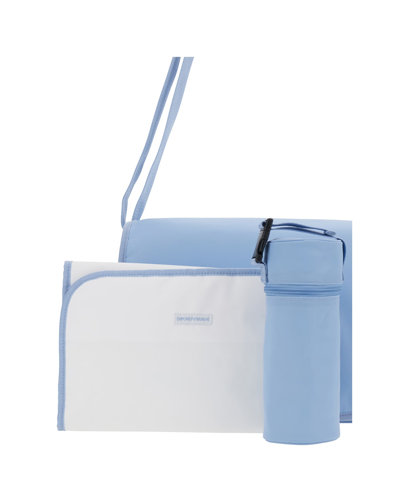Emporio Armani Light Blue Crossbody Changing Bag With Adjustable Shoulder Strap And Logo Plaque On The Front In Tech Fabric Baby - Light blue