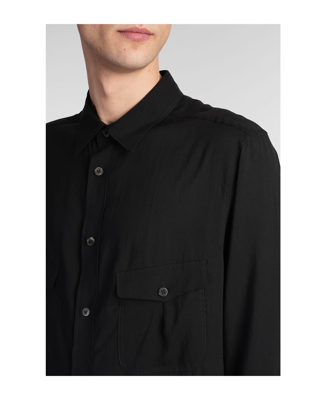 Yohji Yamamoto Shirt In Black Cellulose - black